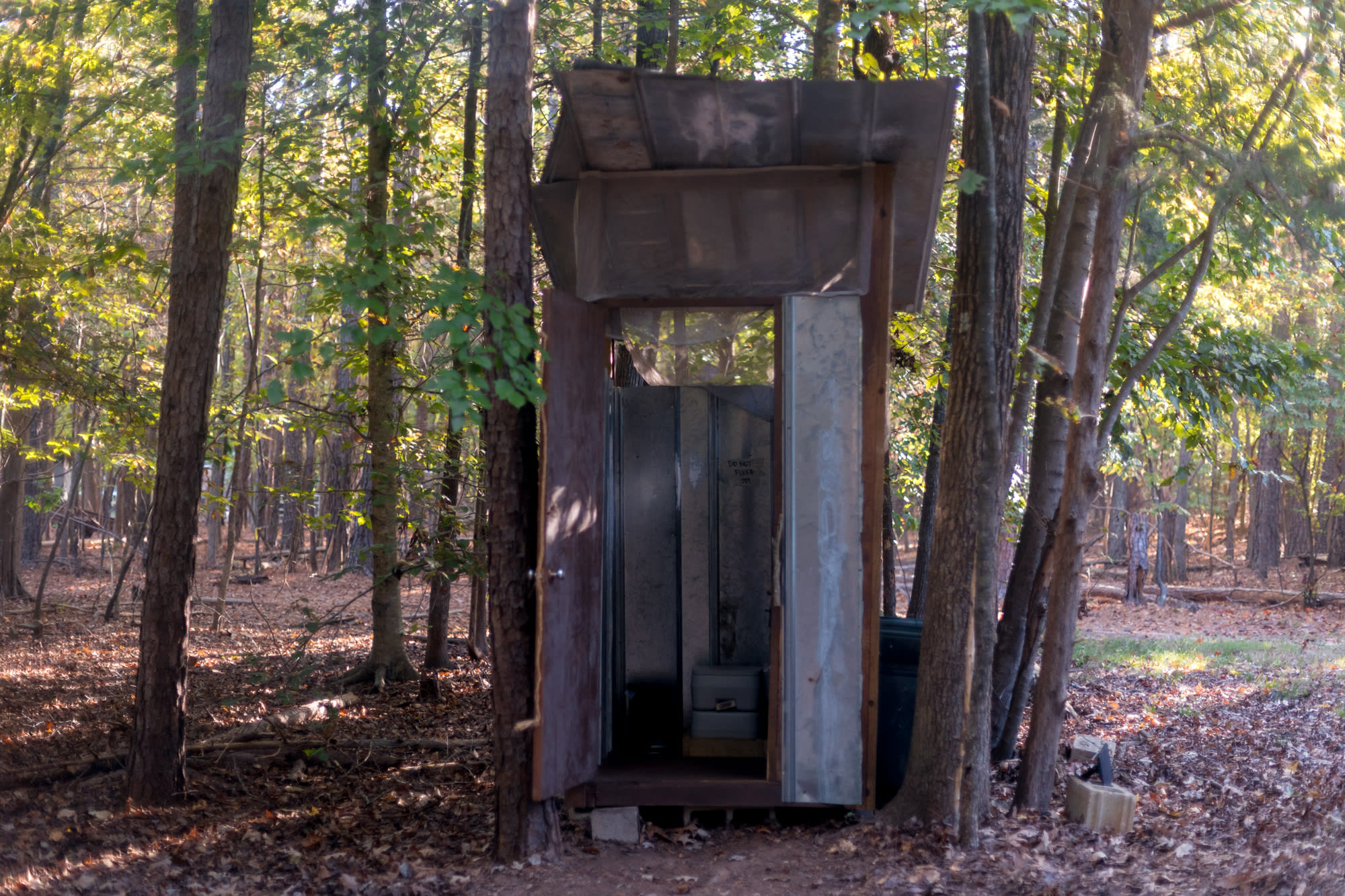 A toilet is available to you just steps from the tent.