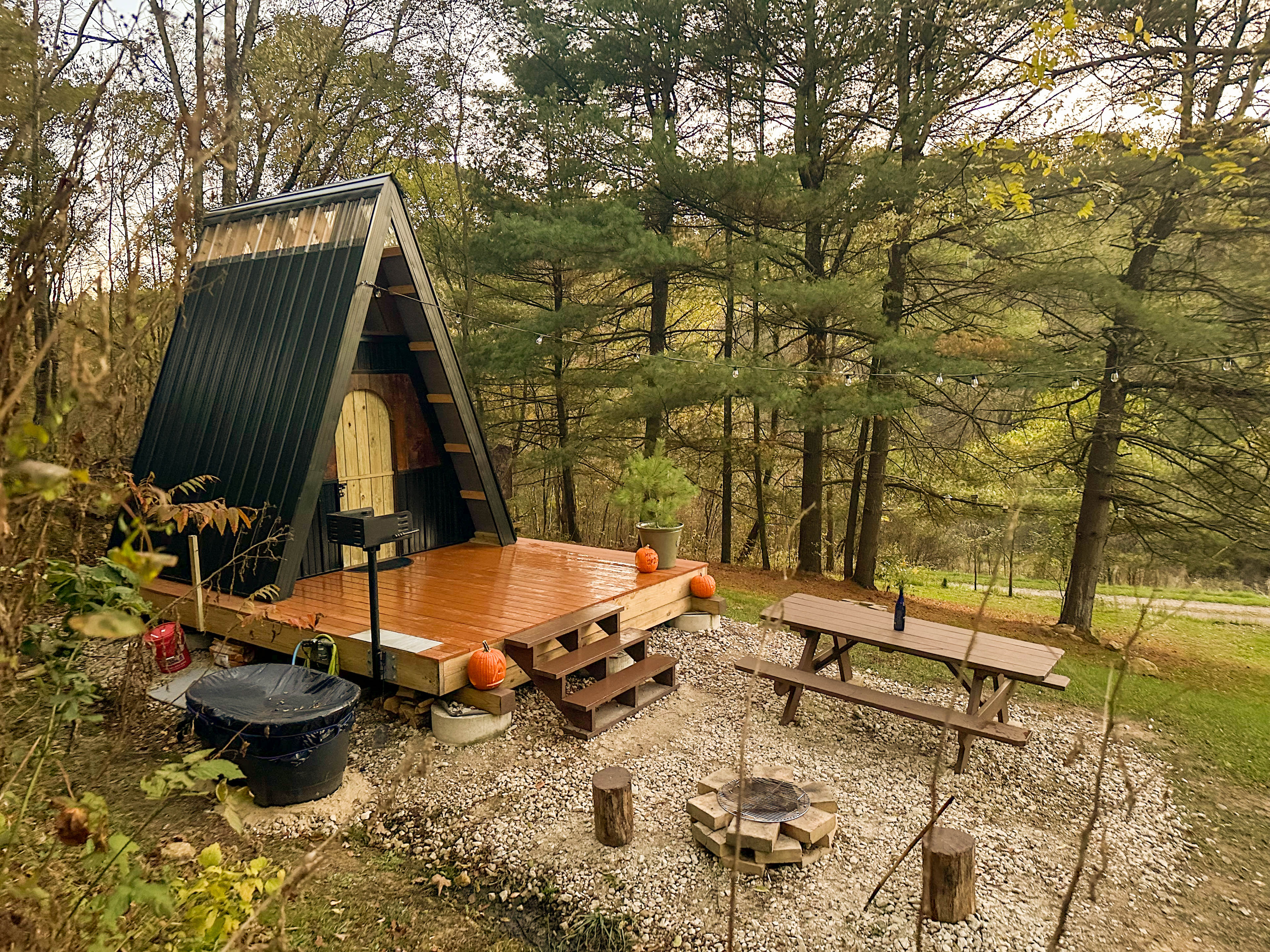 A-frame rustic cabin