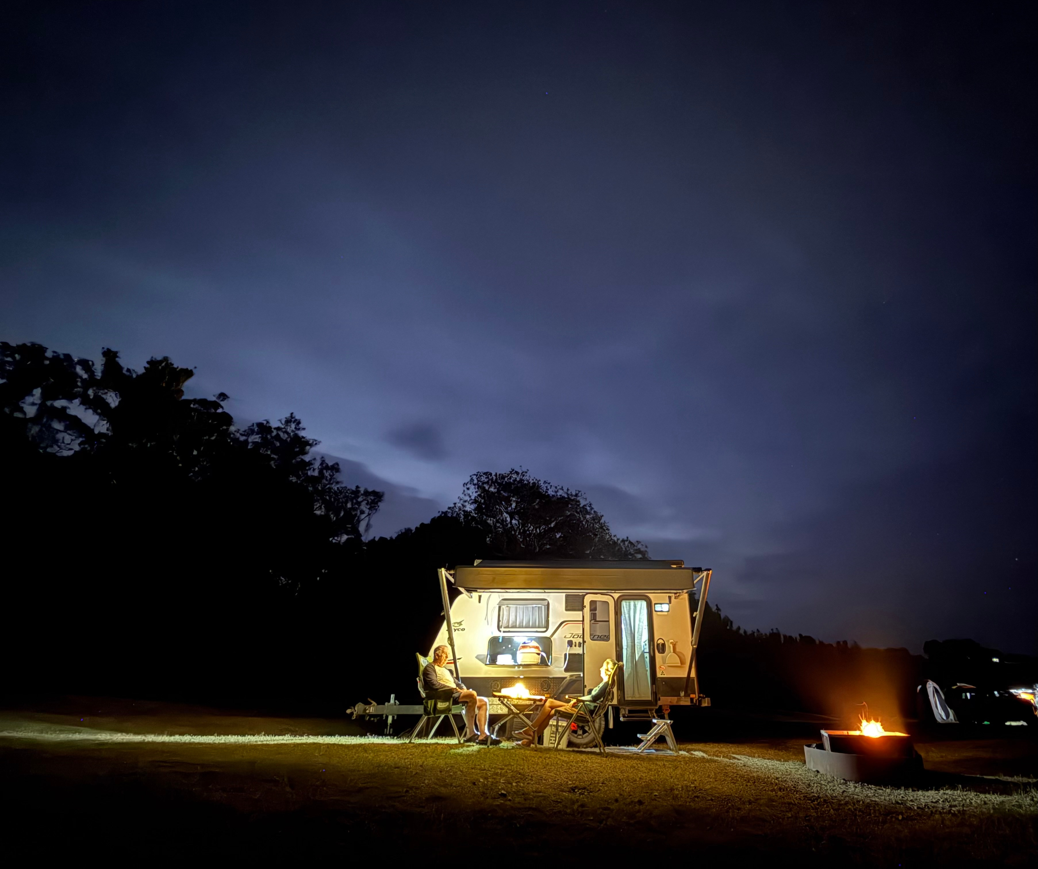 Unfortunately we don’t have a starry night, we had a storm move through instead. Still with fire pit provided we still have a lovely night