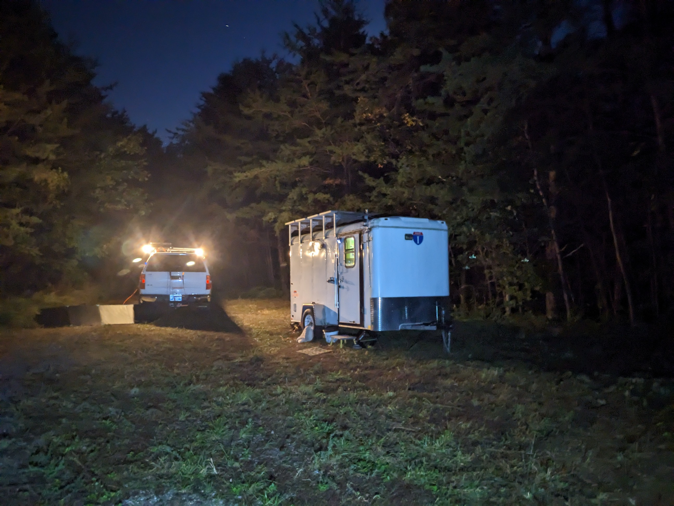 Campsite at Night. It's very dark except for whatever light you might bring.