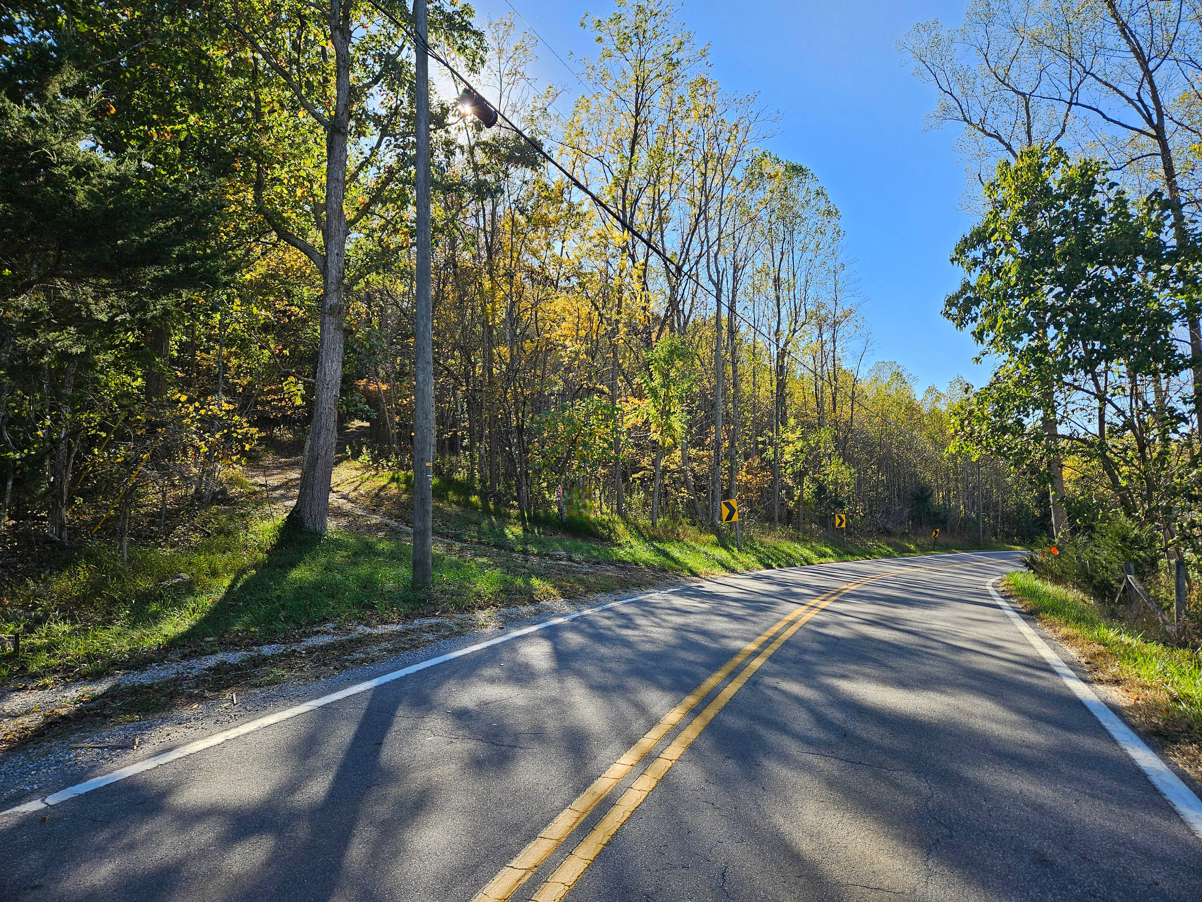The driveway from the main road.