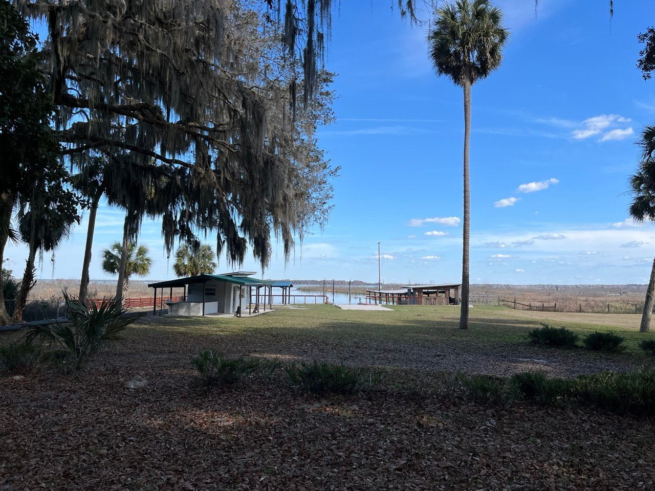 Glamping sites & boat ramp on Orange Lake, FL
