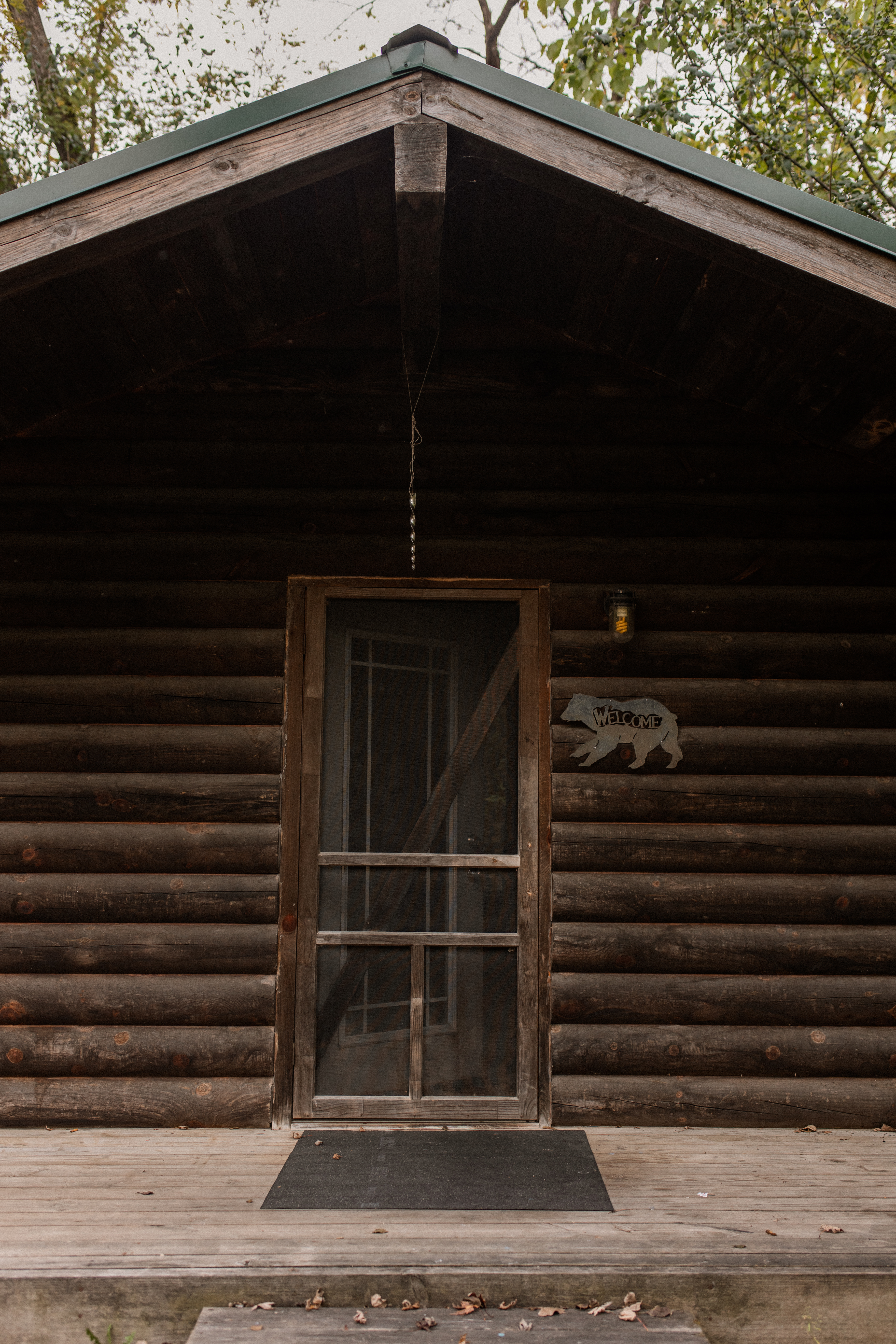 The cabin is nestled in a canopy of trees which provided some natural privacy.