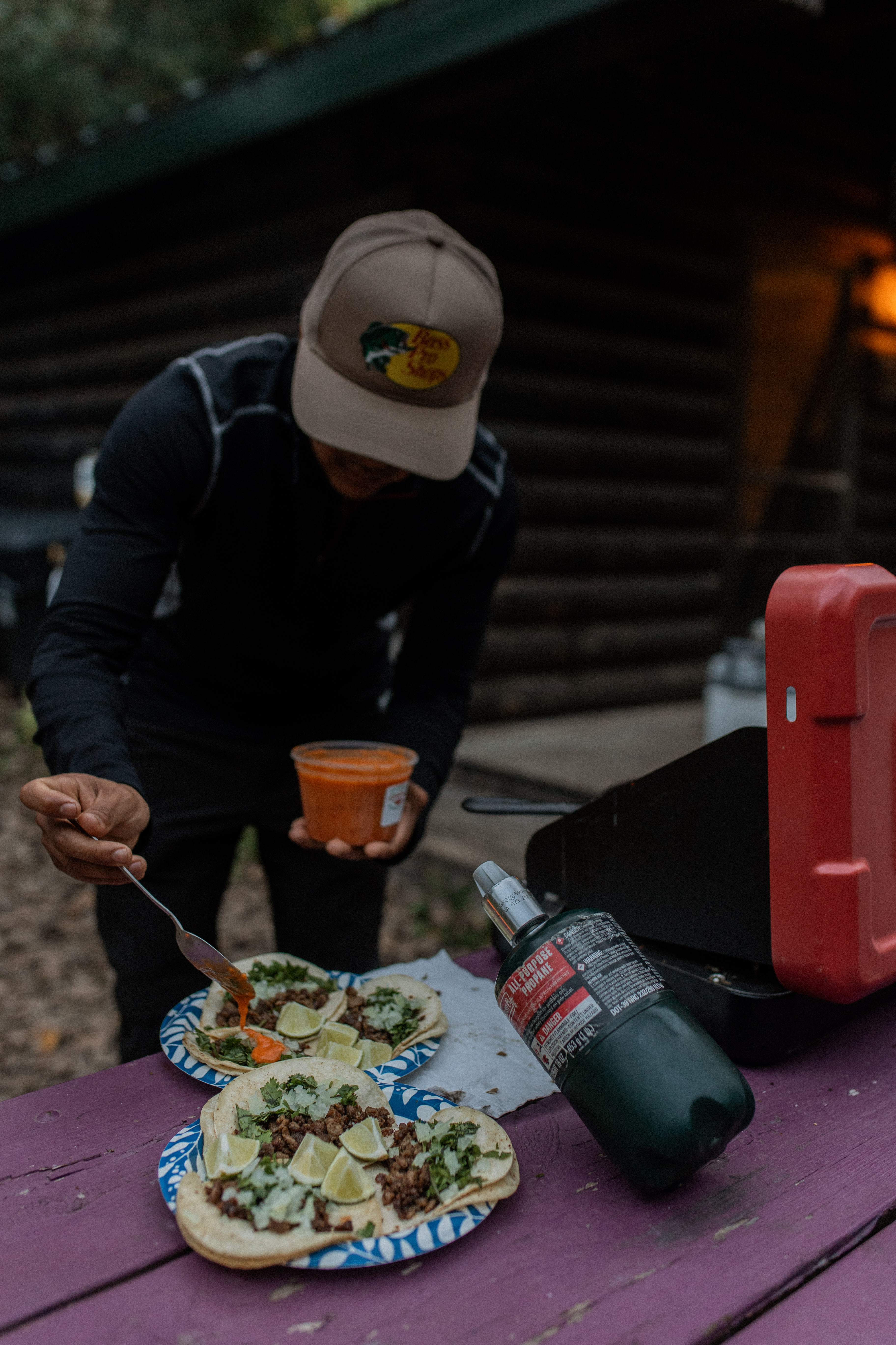 We enjoyed tacos for dinner around the picnic table!