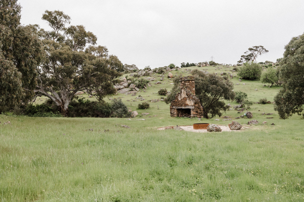 The campsite and fire pit. 