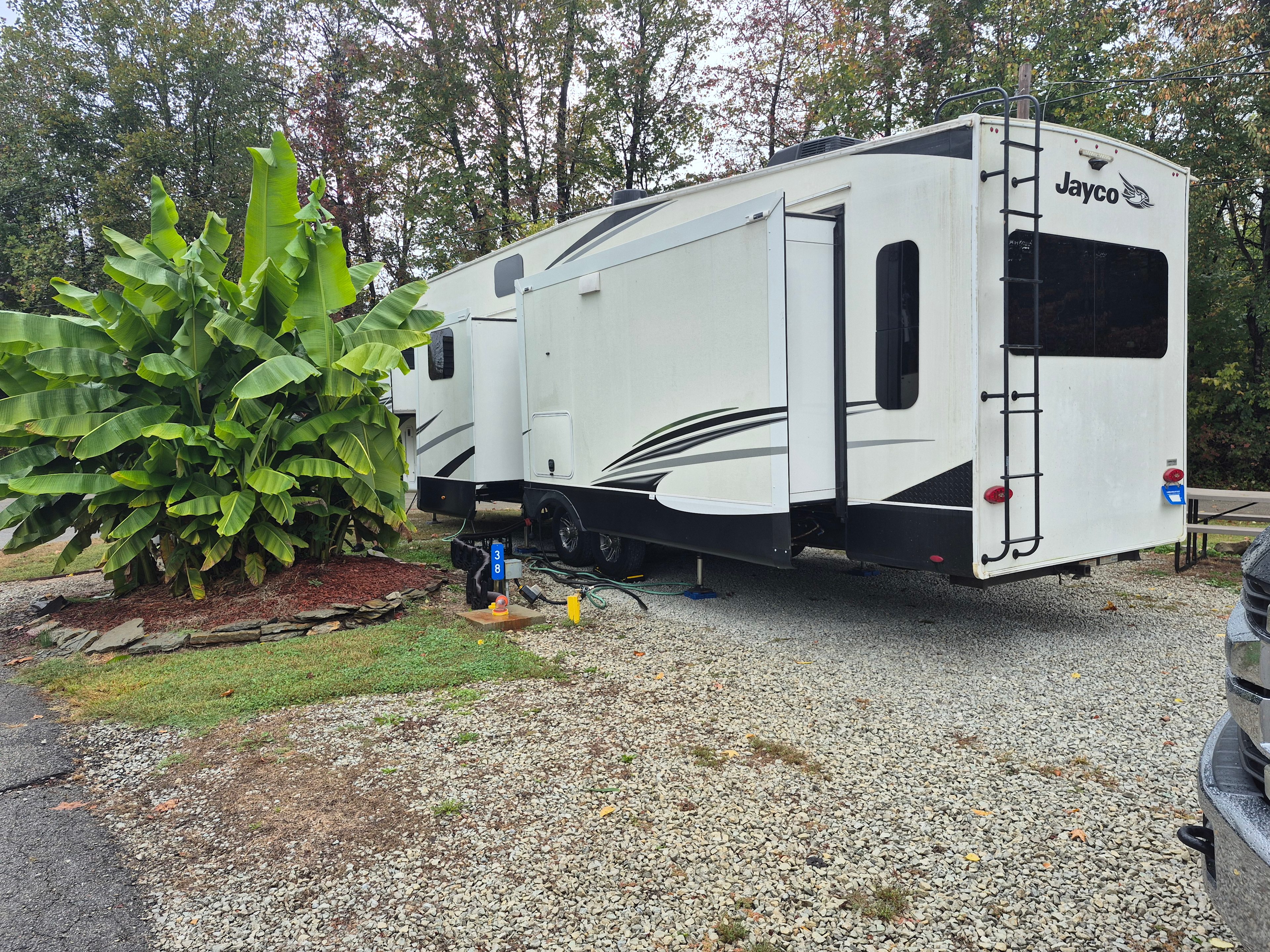 Full hookup RV Fairy land because of all the little Christmas lights that come on every night