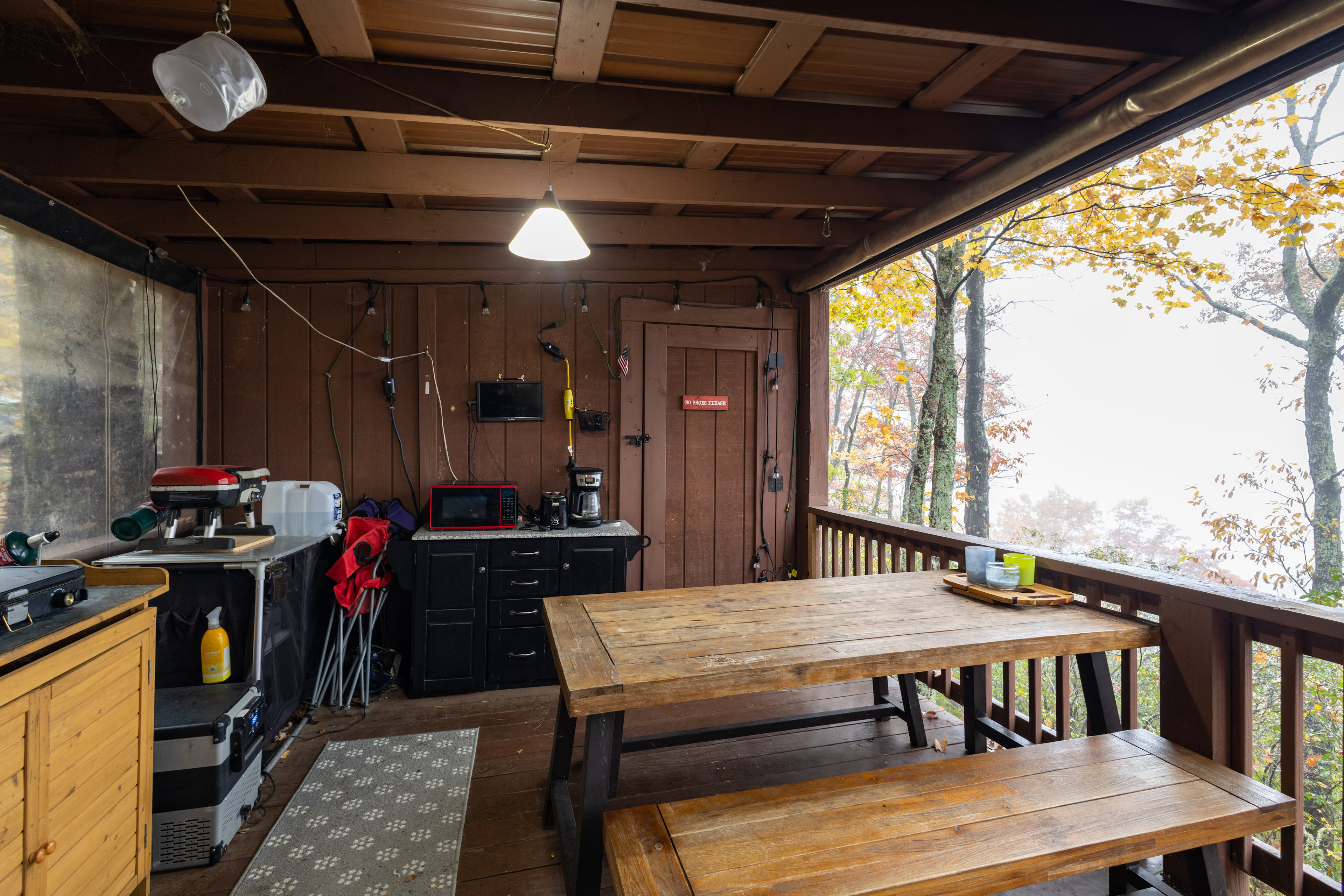 Stocked with lots of kitchen appliances and utensils.