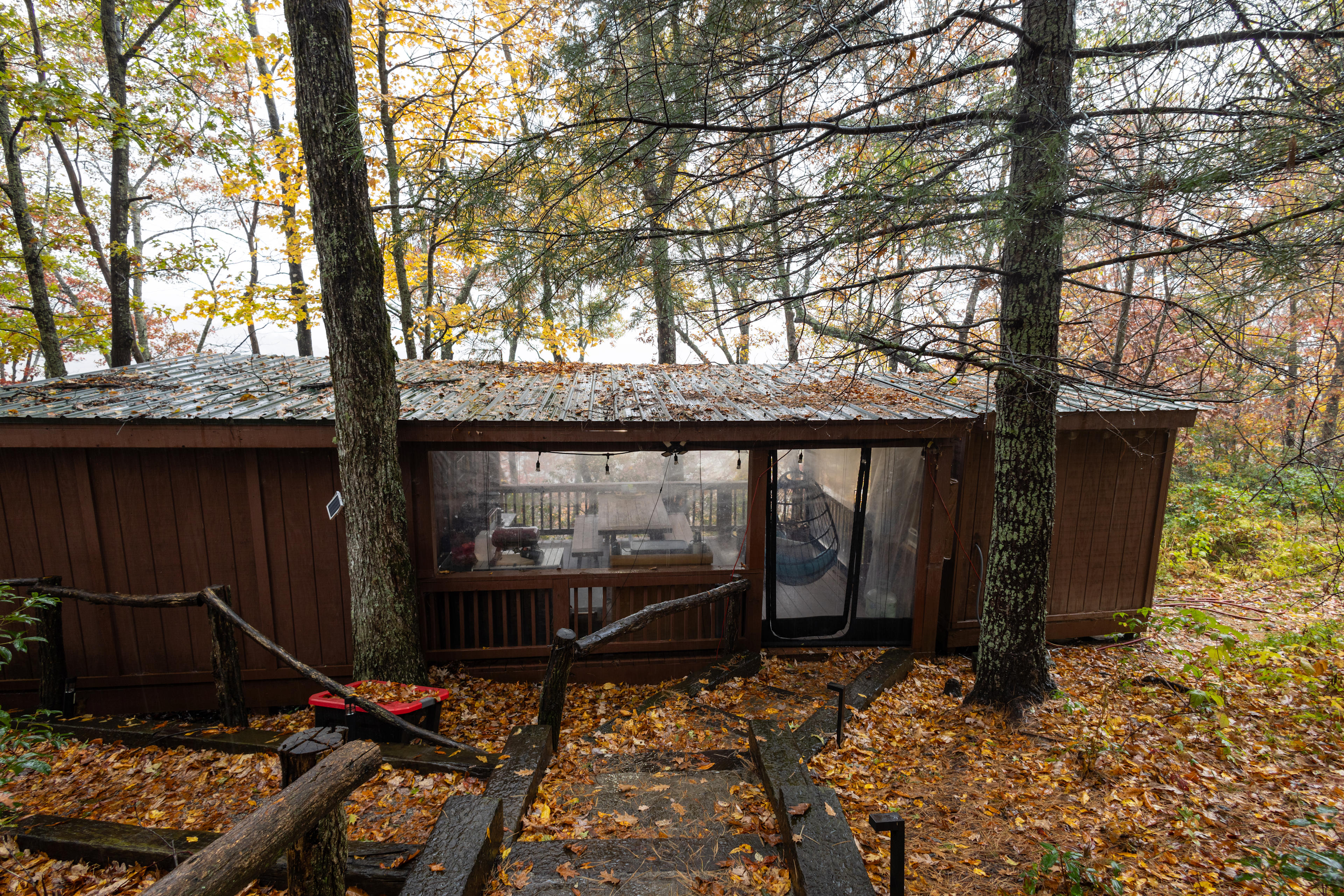 Approaching the treetop cabin.