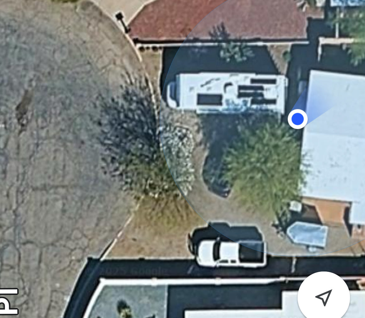 35’ RV driveway is north of two mature mesquite trees, offering ample shade in the winter.