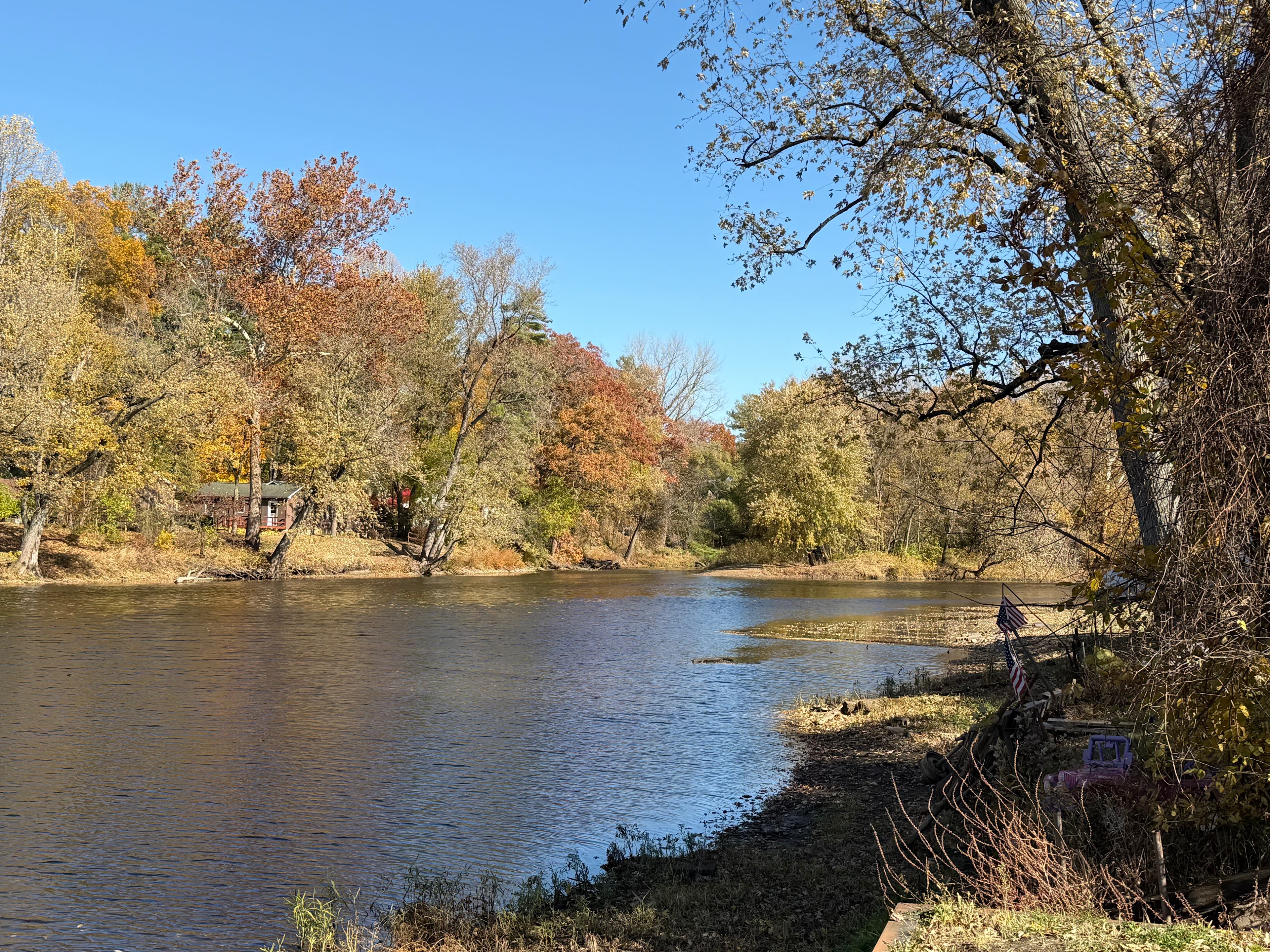 View from the river front patio. You can kayak to this small island. 