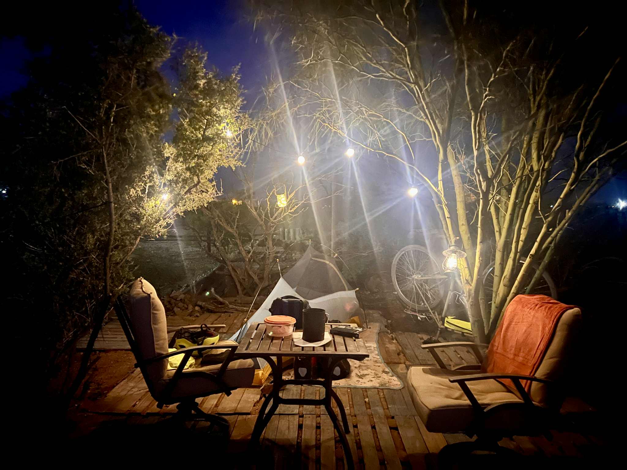 Cross-country Bikepaker campsite night.