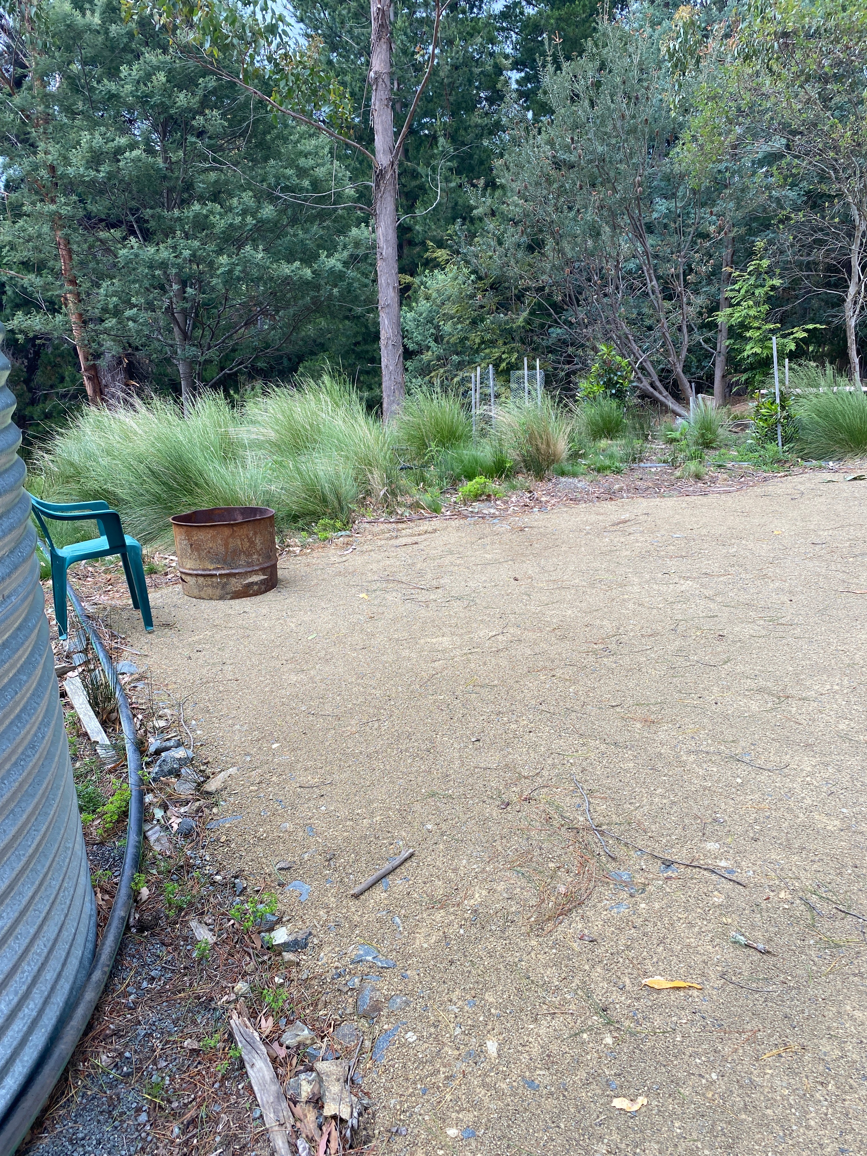 Myrtle camp, shady and near compost toilet 
Flat on gravel suits vans and tent tops