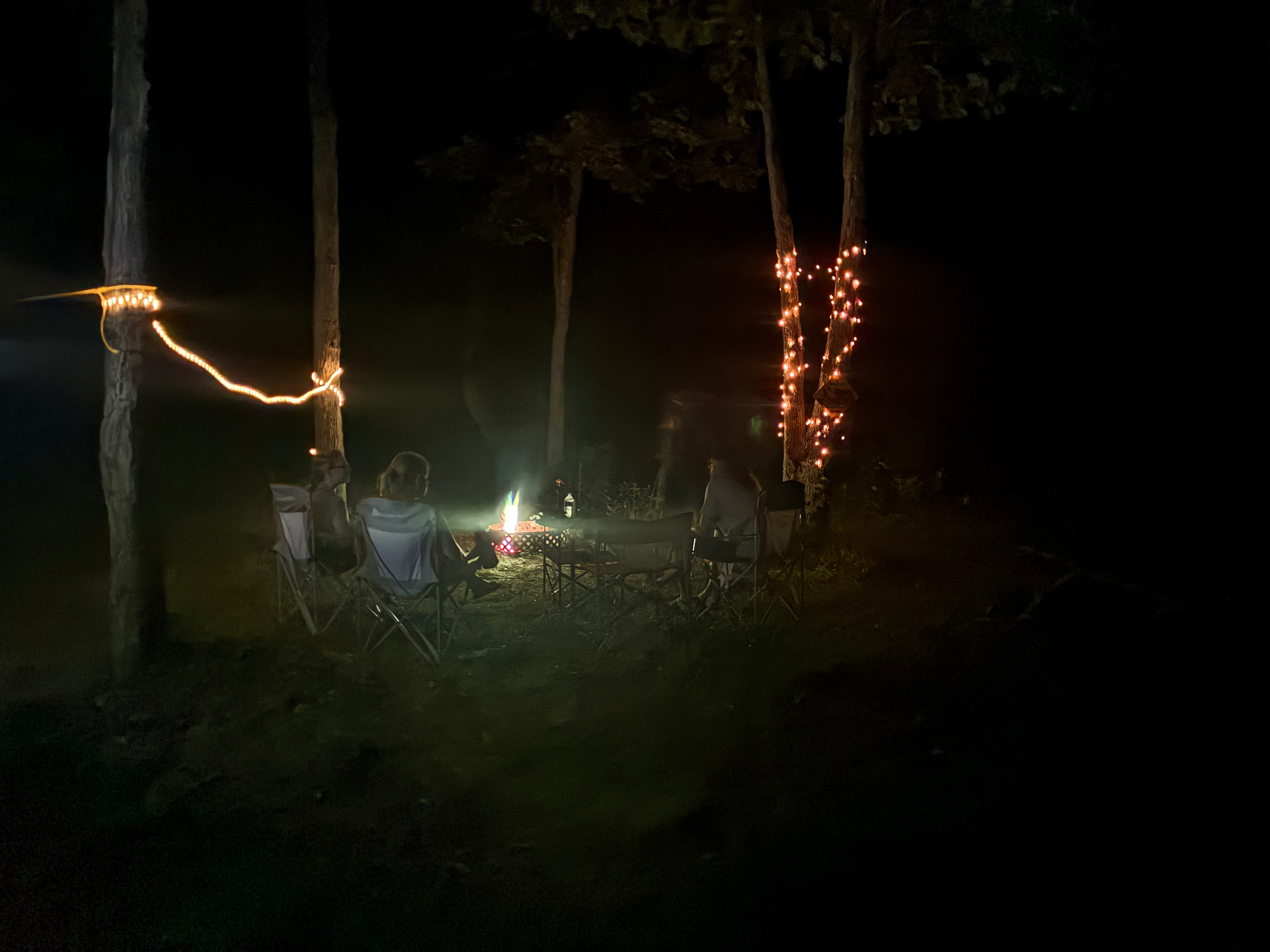 Relaxing by the fire listening to a Whipoorwill in the woods. 