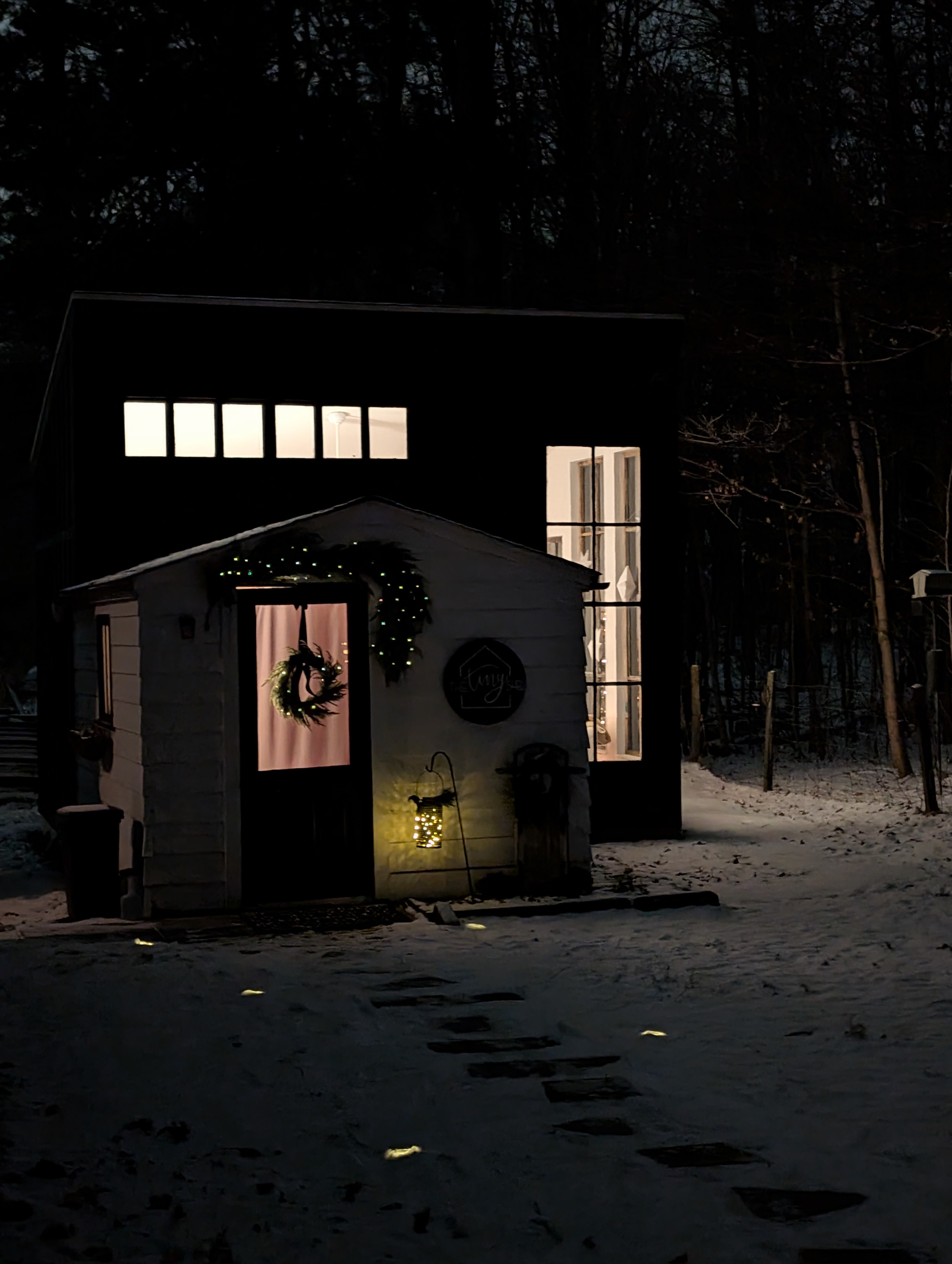 Charming Christmas decor at night!