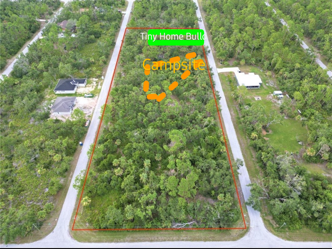 Campsite map. Tiny home-actve construction site AVOID!
