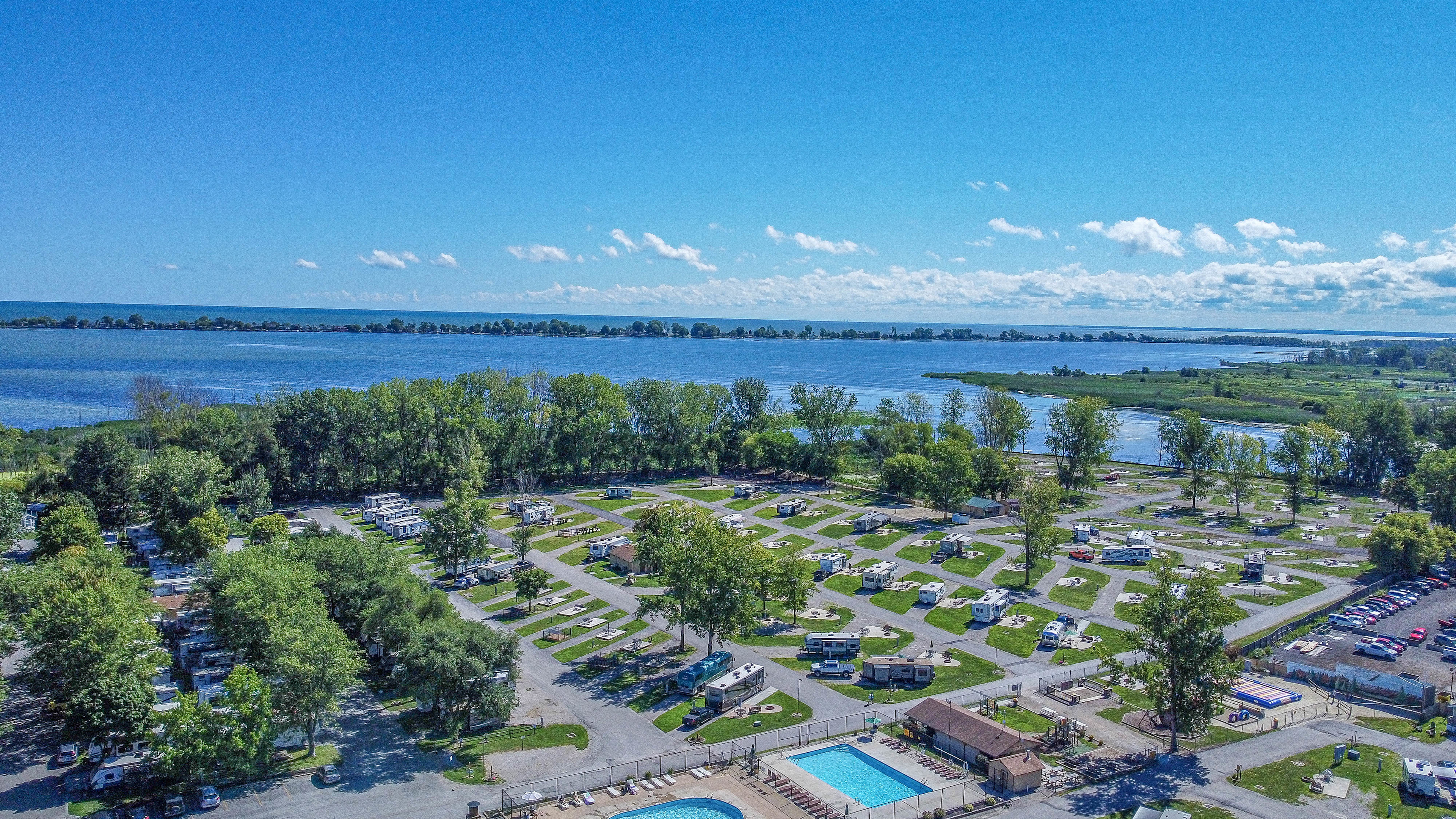 Sandusky Bayshore KOA Holiday Campground sits right on the Sandusky Bay