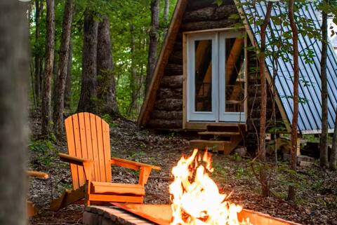 Tiny off grid A frame in the woods