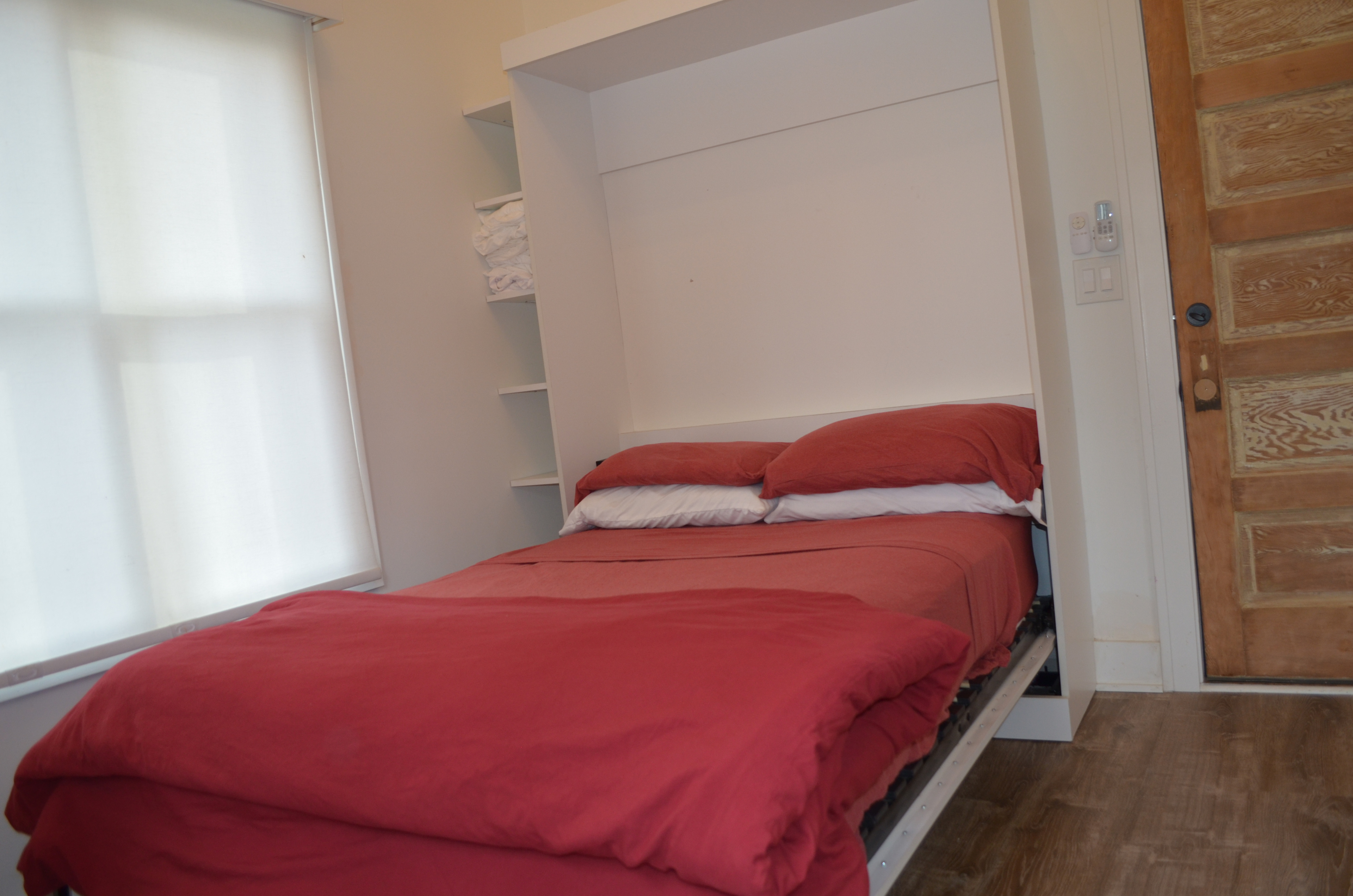 The full bed is comfortable, and we ensure there are enough pillows for a good night's sleep.