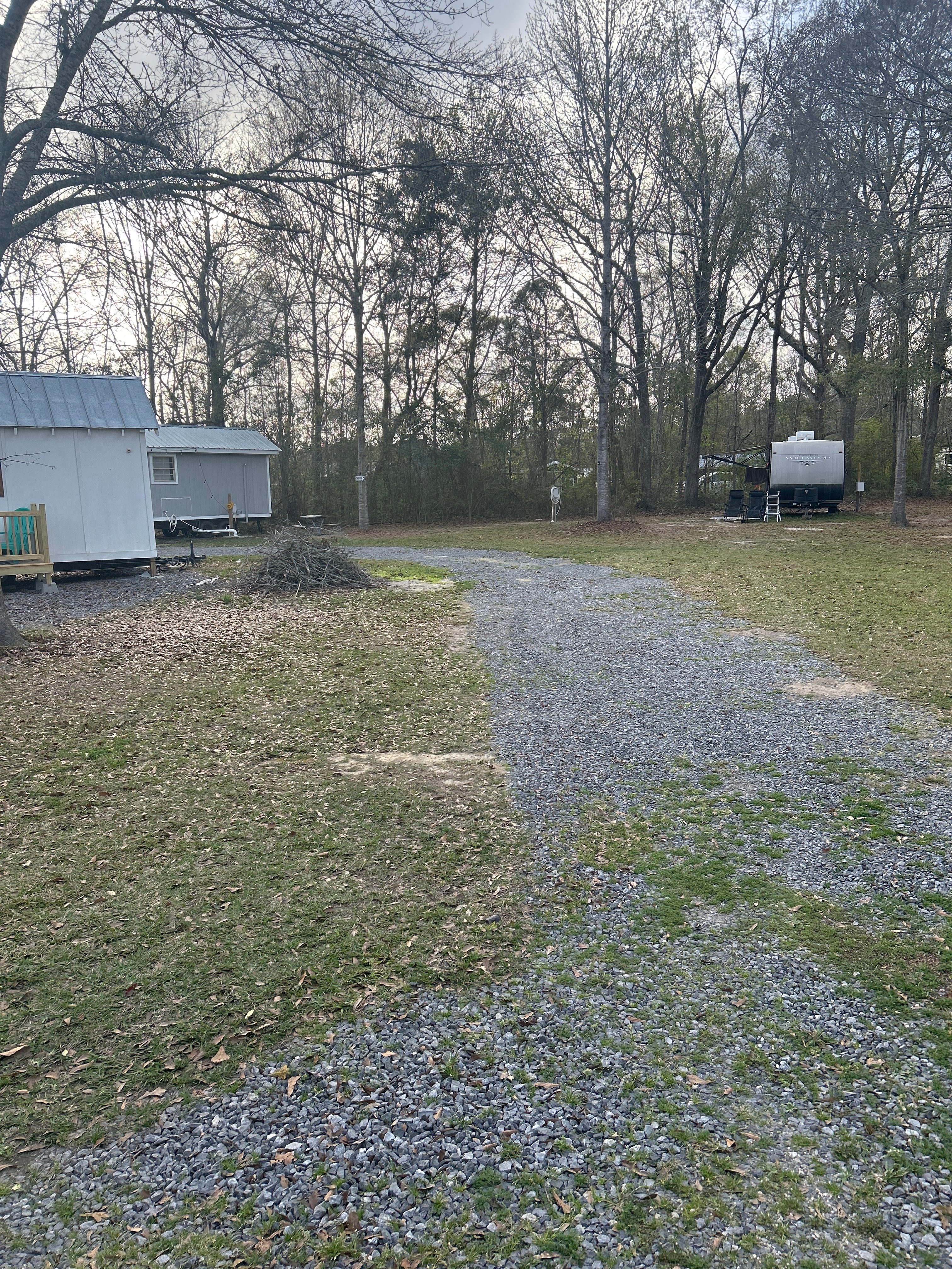 View of 2 camper spots from 1 way exit