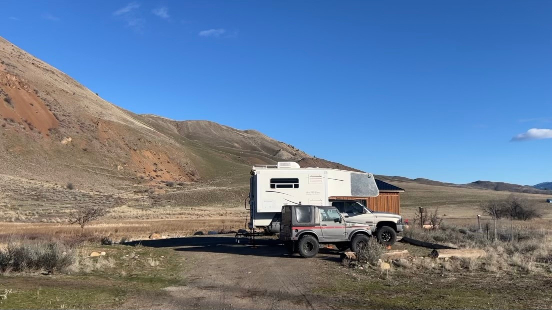 Room for our truck camper, and tow vehicle. 