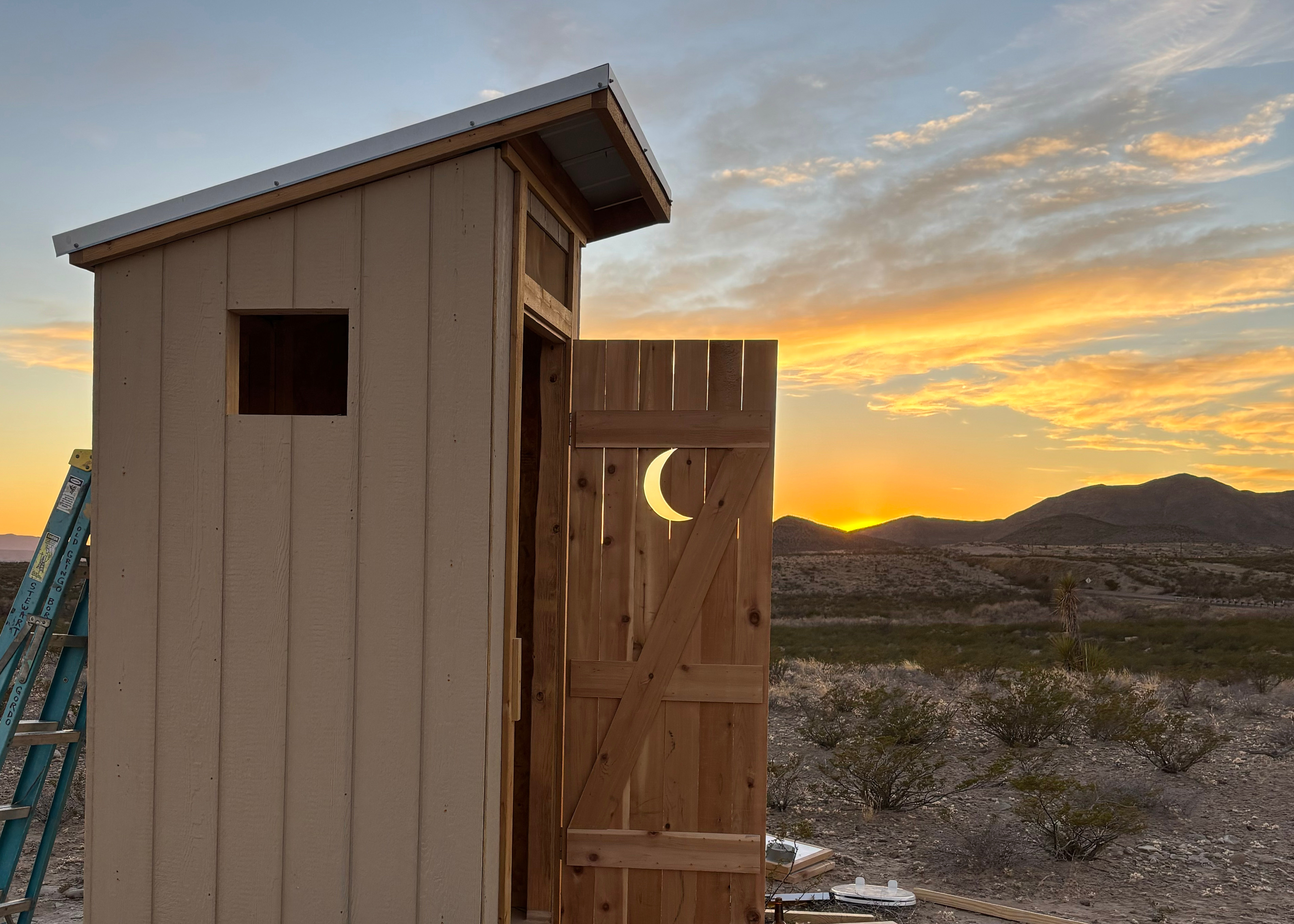 The outhouse when it was under construction. It's open for business now!