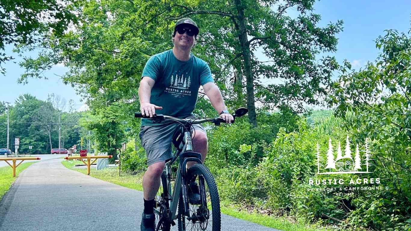Direct trail access from camp - hike and bike on paved and natural paths.  Even bike a mile to Lost in the Wilds Brewery! 