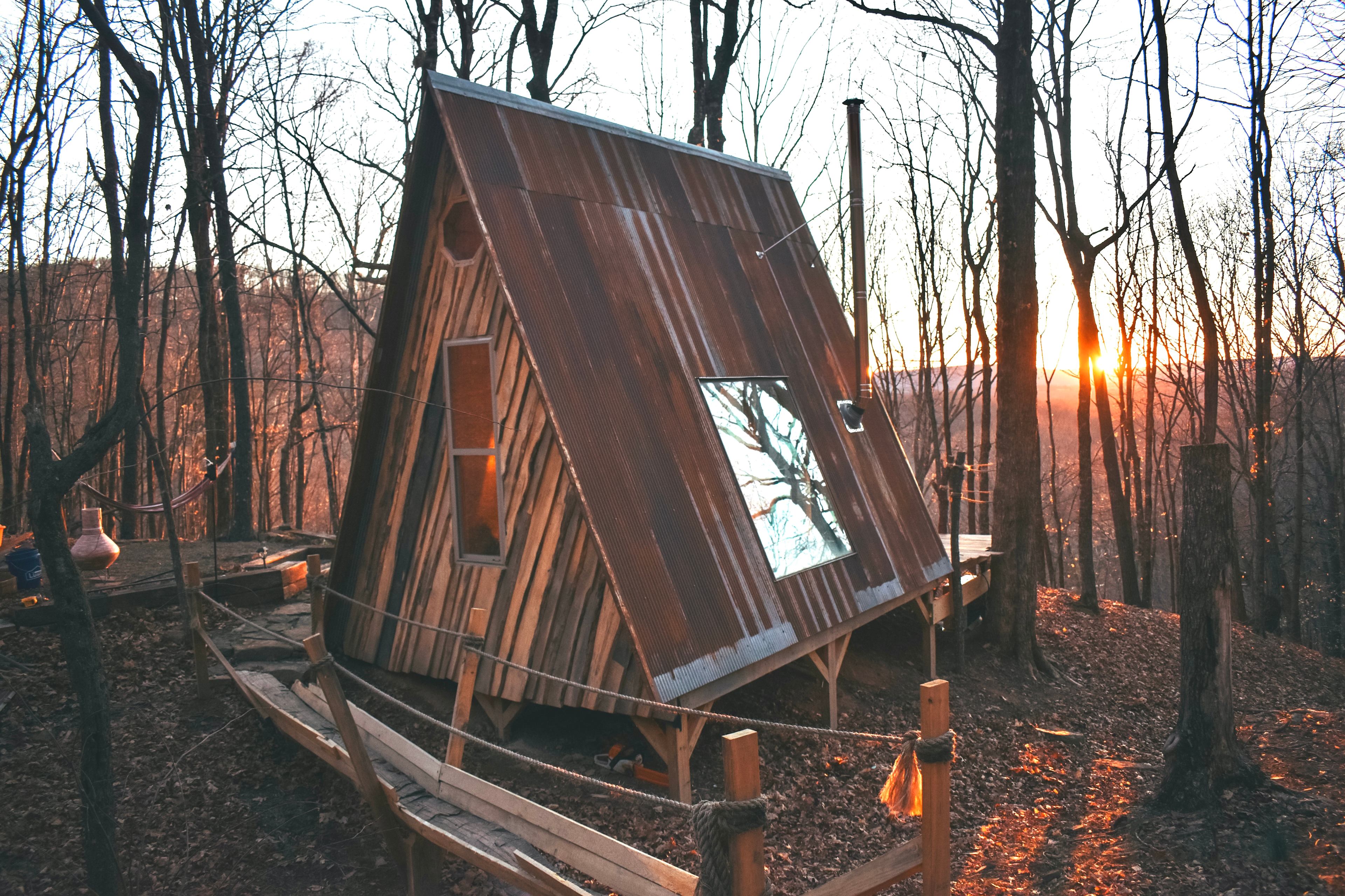 Chute footbridge to cabin- Watch your step
