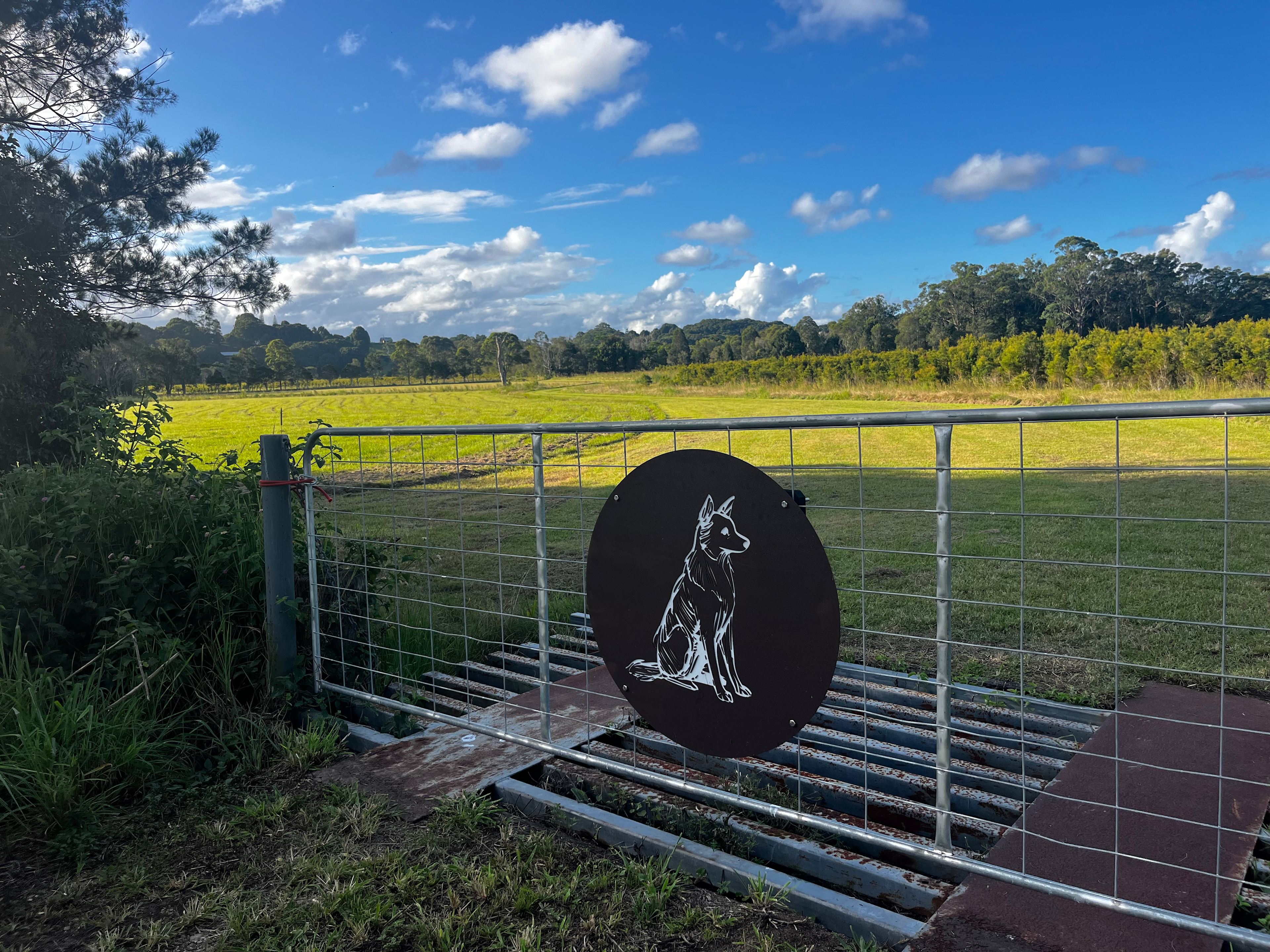 This is the entrance gate. Drive in and camp anywhere on your left in the paddock 