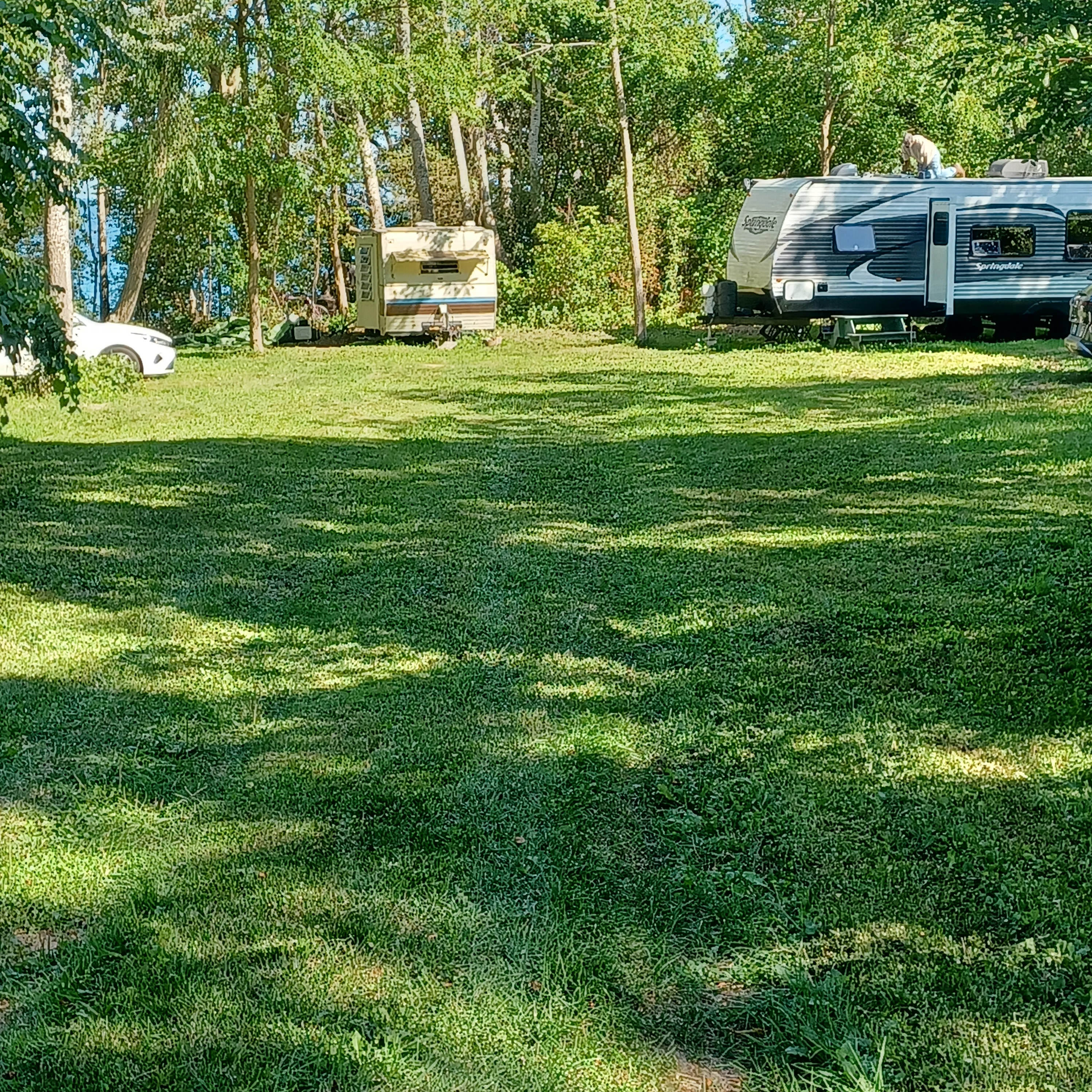 The small trailer can be used as a changeroom or to put items in; the large trailer is not for use by Hip Campers at this time; it is the owners' RV.