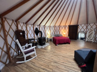 The yurt at Satterfield Summit makes for a perfect place to just chill and provides a comfy night sleep as well. 