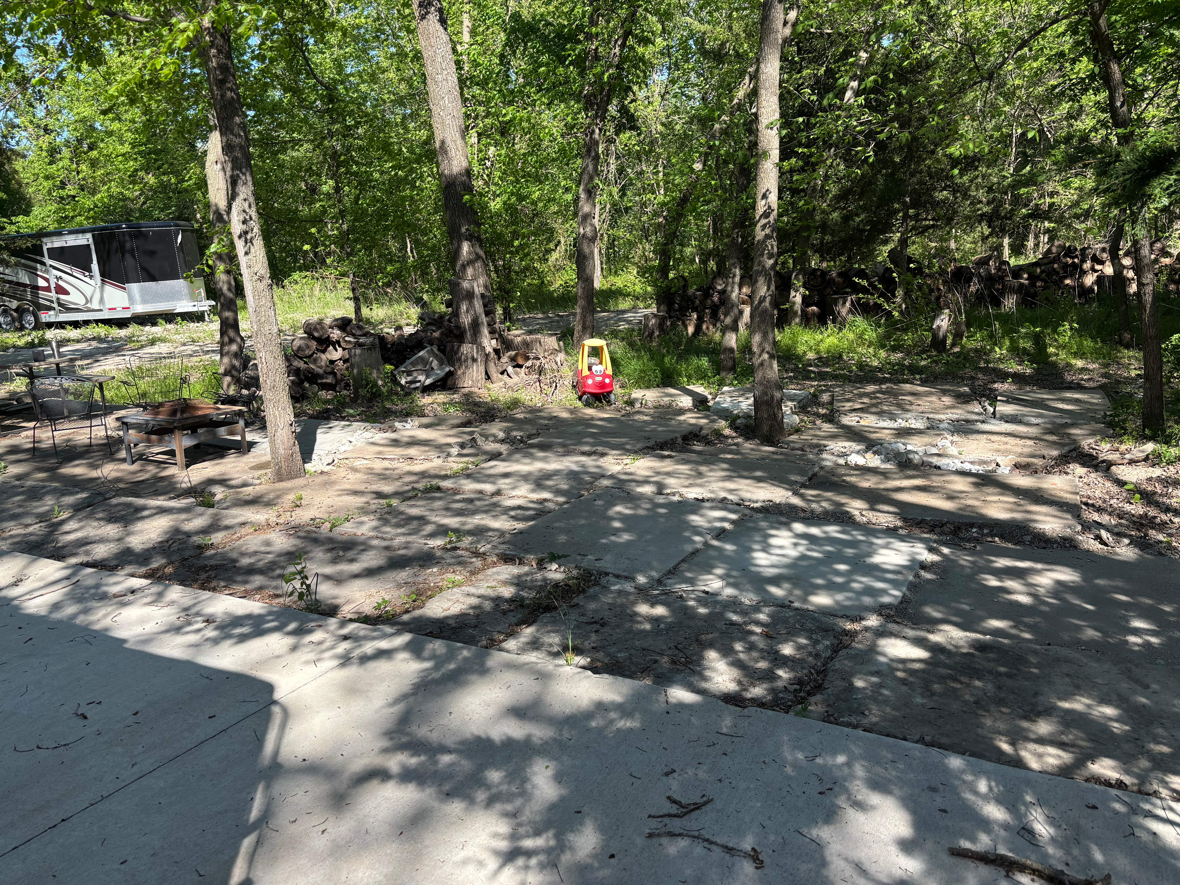 Patio area. 
No, you can’t drive my car. Quit asking!