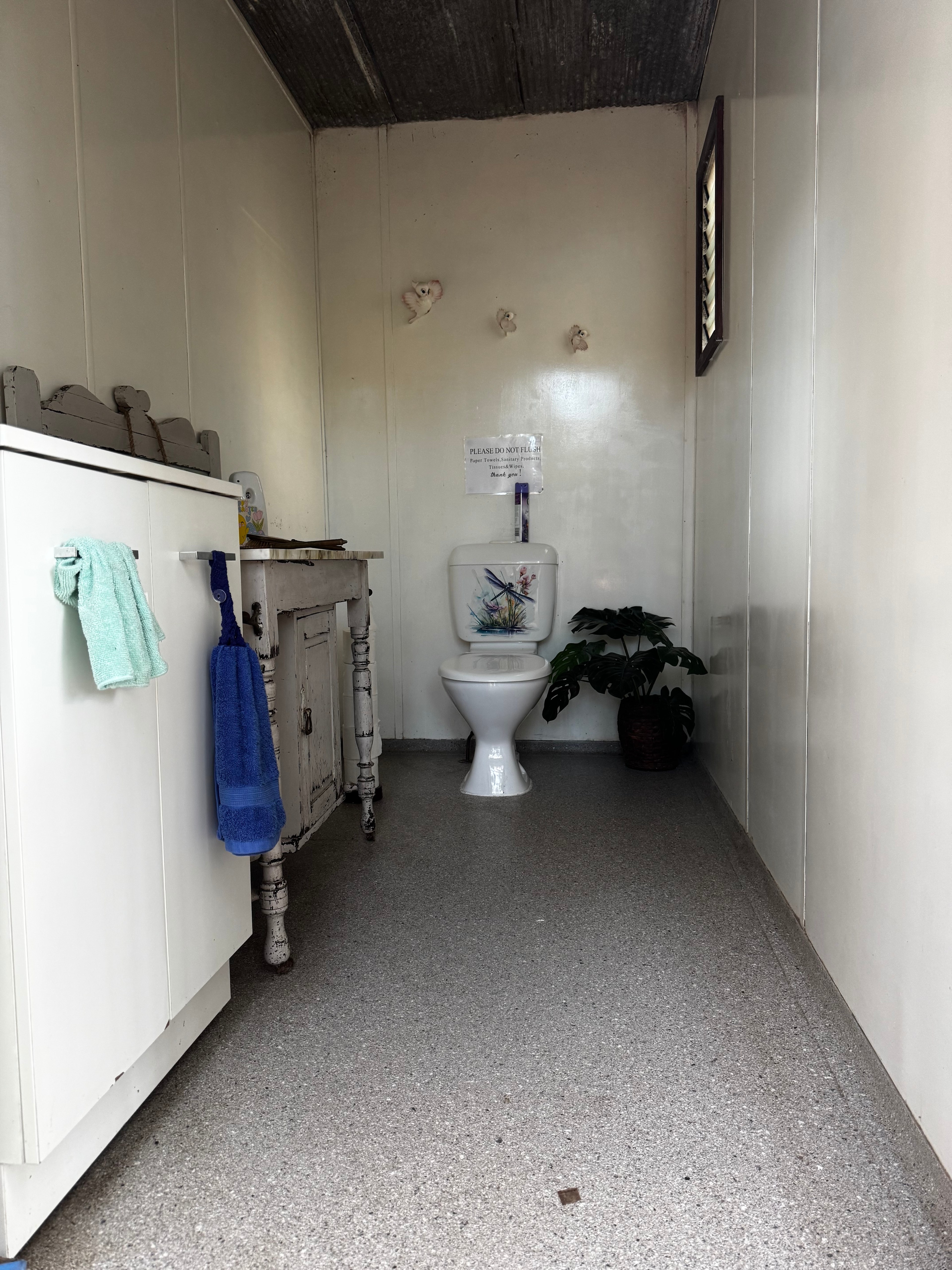 Clean toilet amenities 