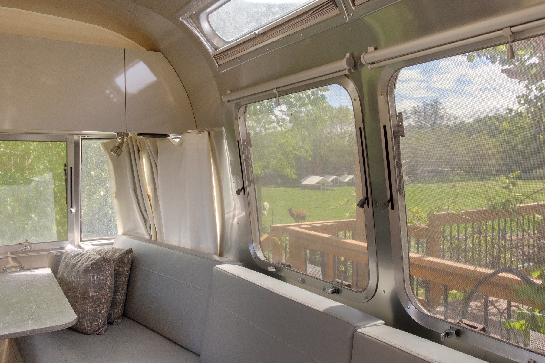 You can watch the goats and llamas from the kitchen and from bed! 