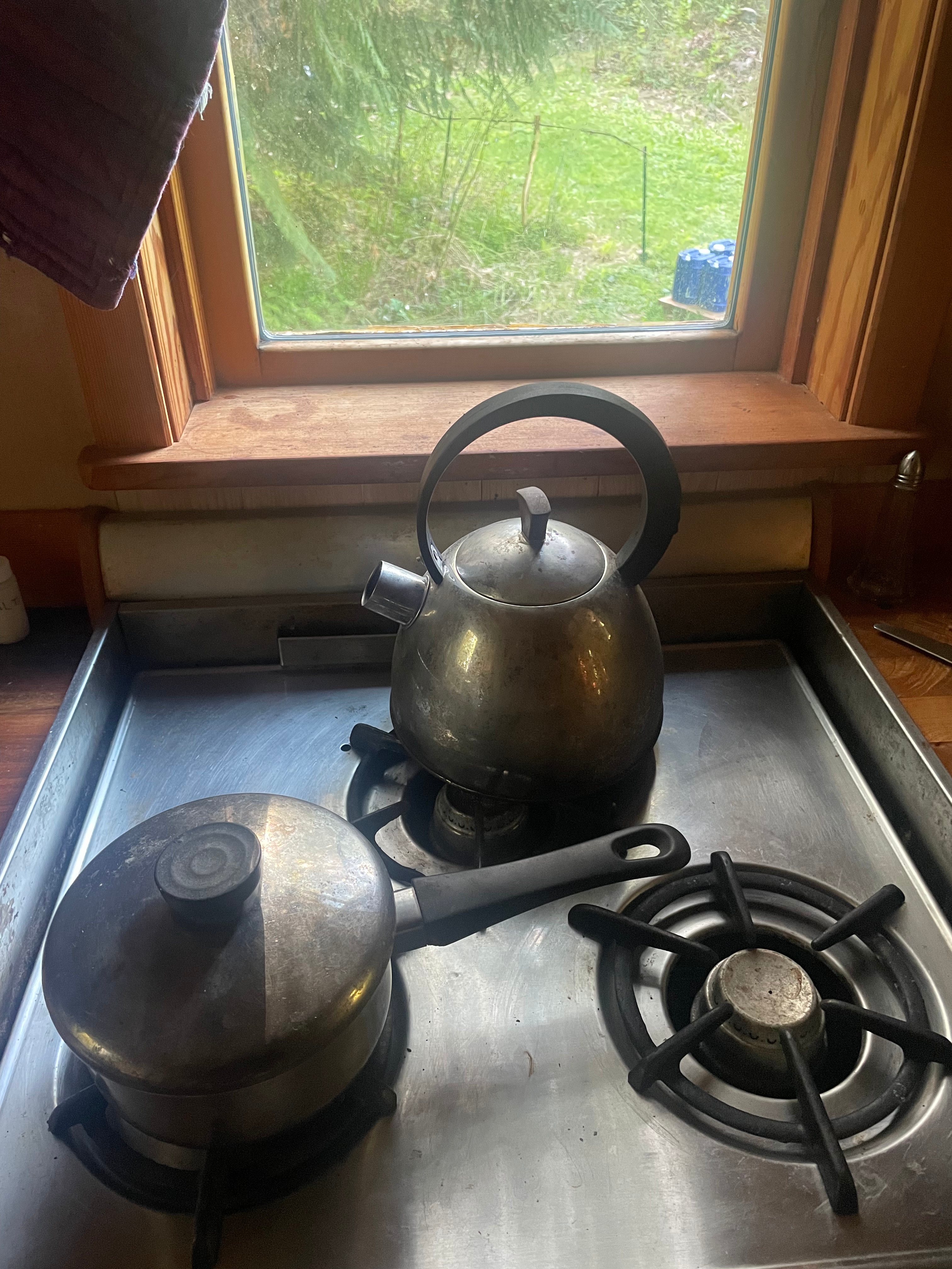 The 3-burner stove top in the tiny house