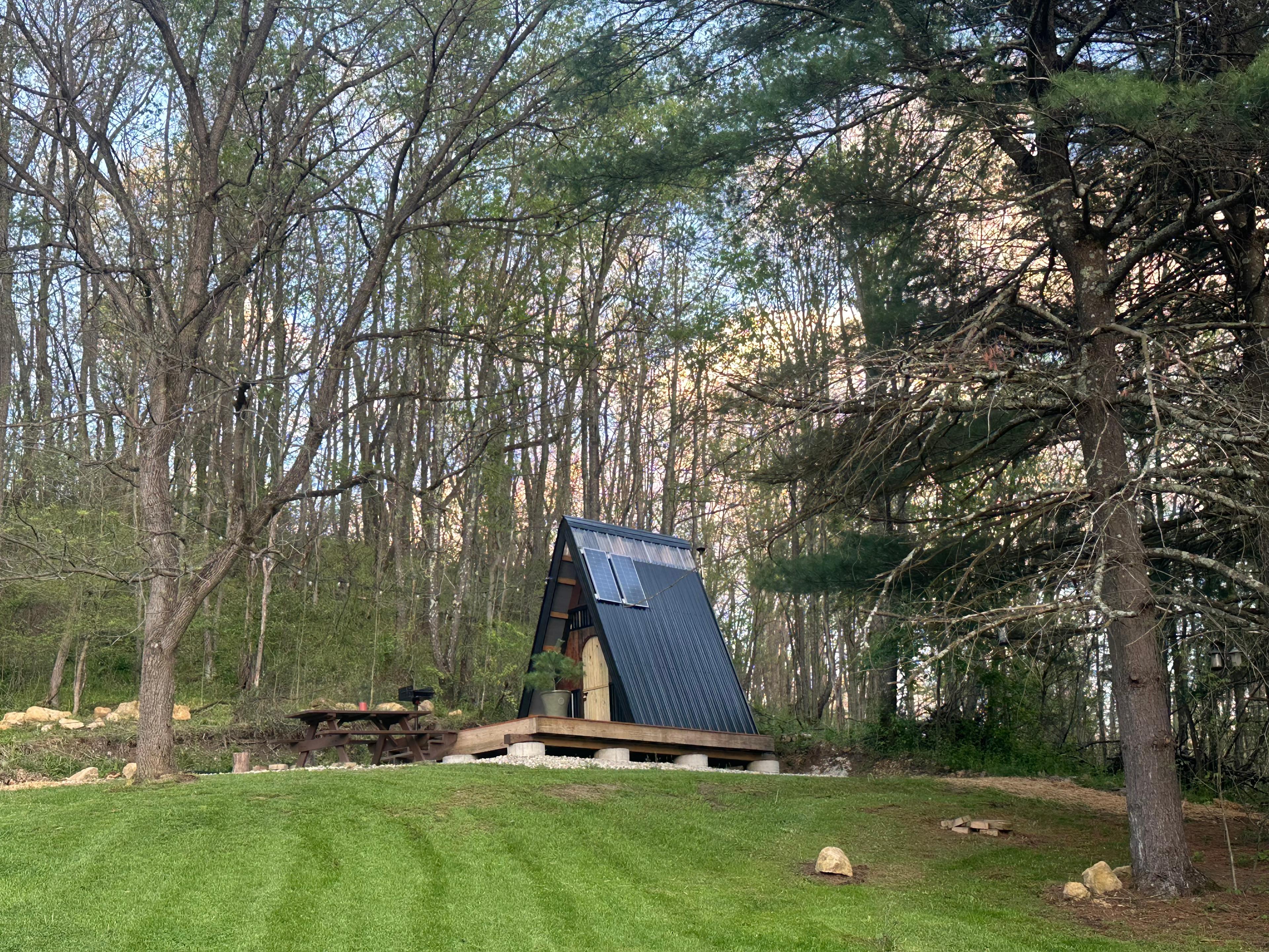 A-frame rustic cabin