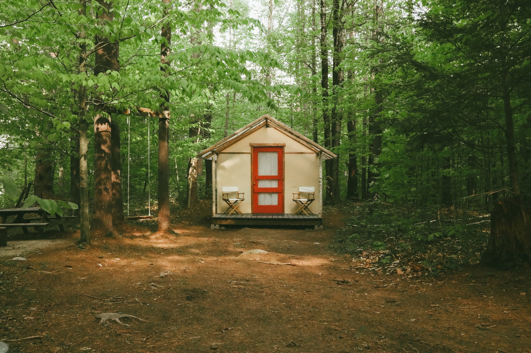 This is our "Birchwood Hideout" glamping tent