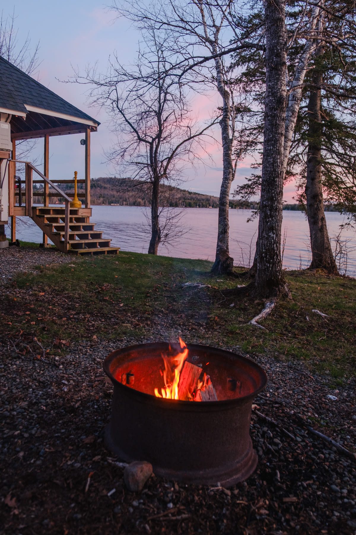 Private fire pit behind the cabin. 