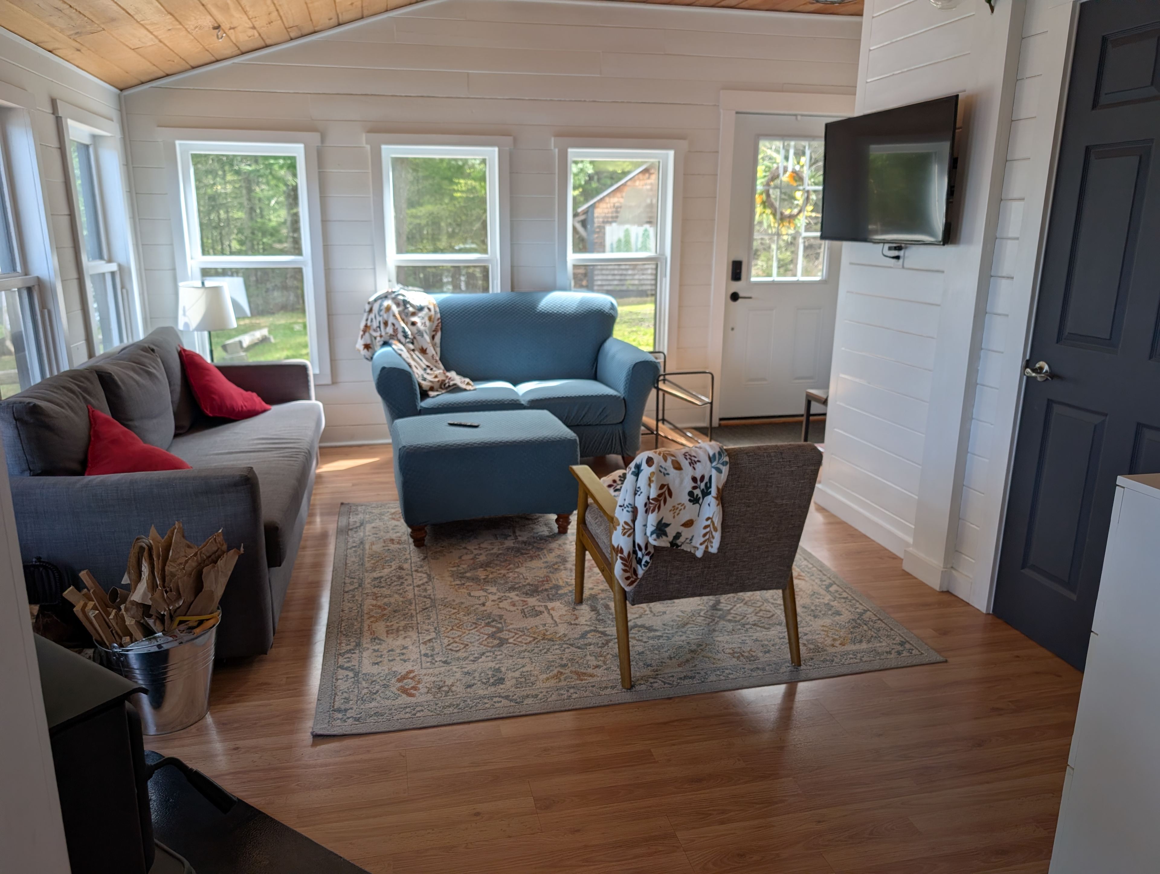 Living space with pullout queen bed