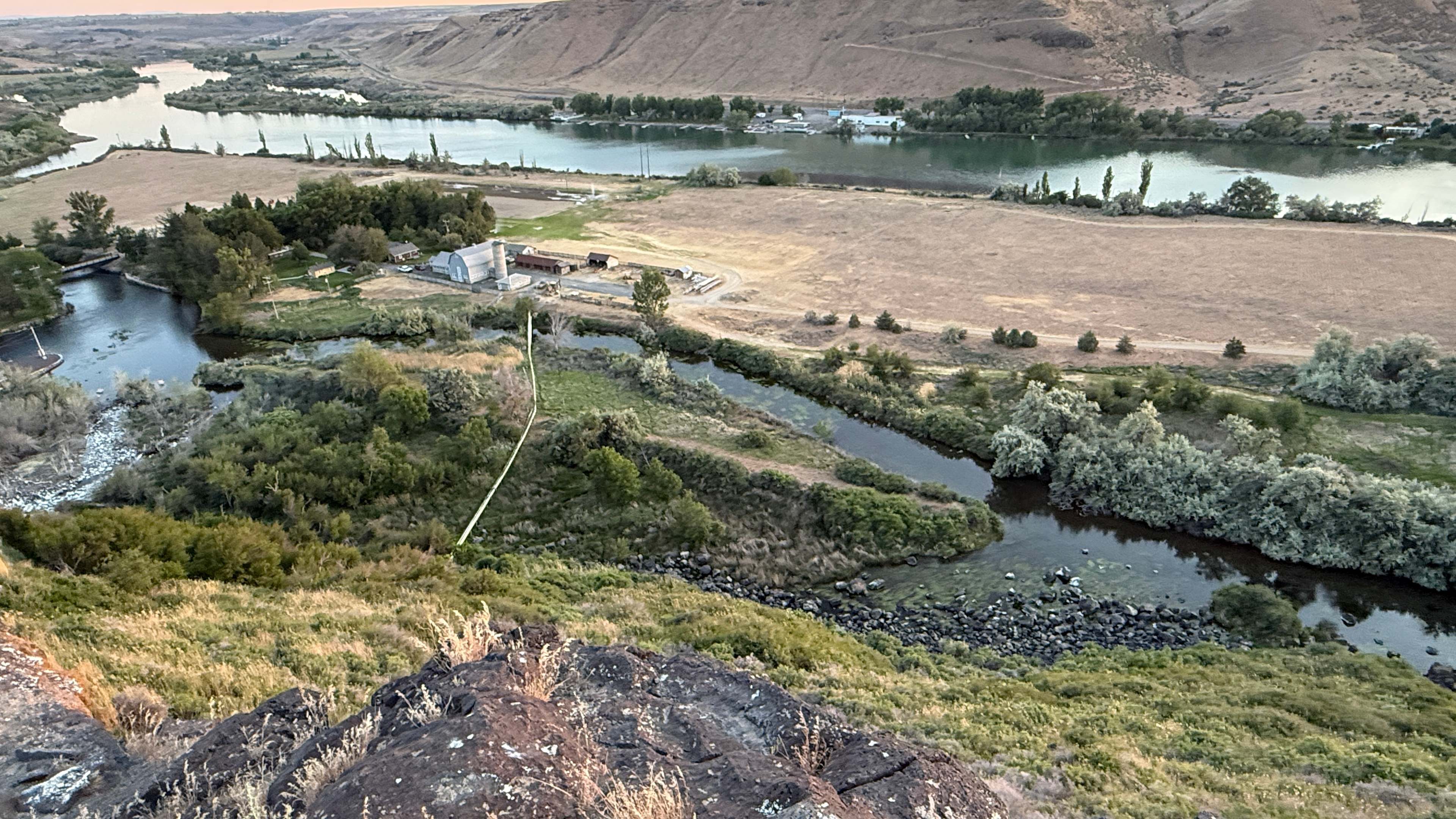 View of Ritter Island.  1000 Springs Hot Springs Resort across the Snake  river.