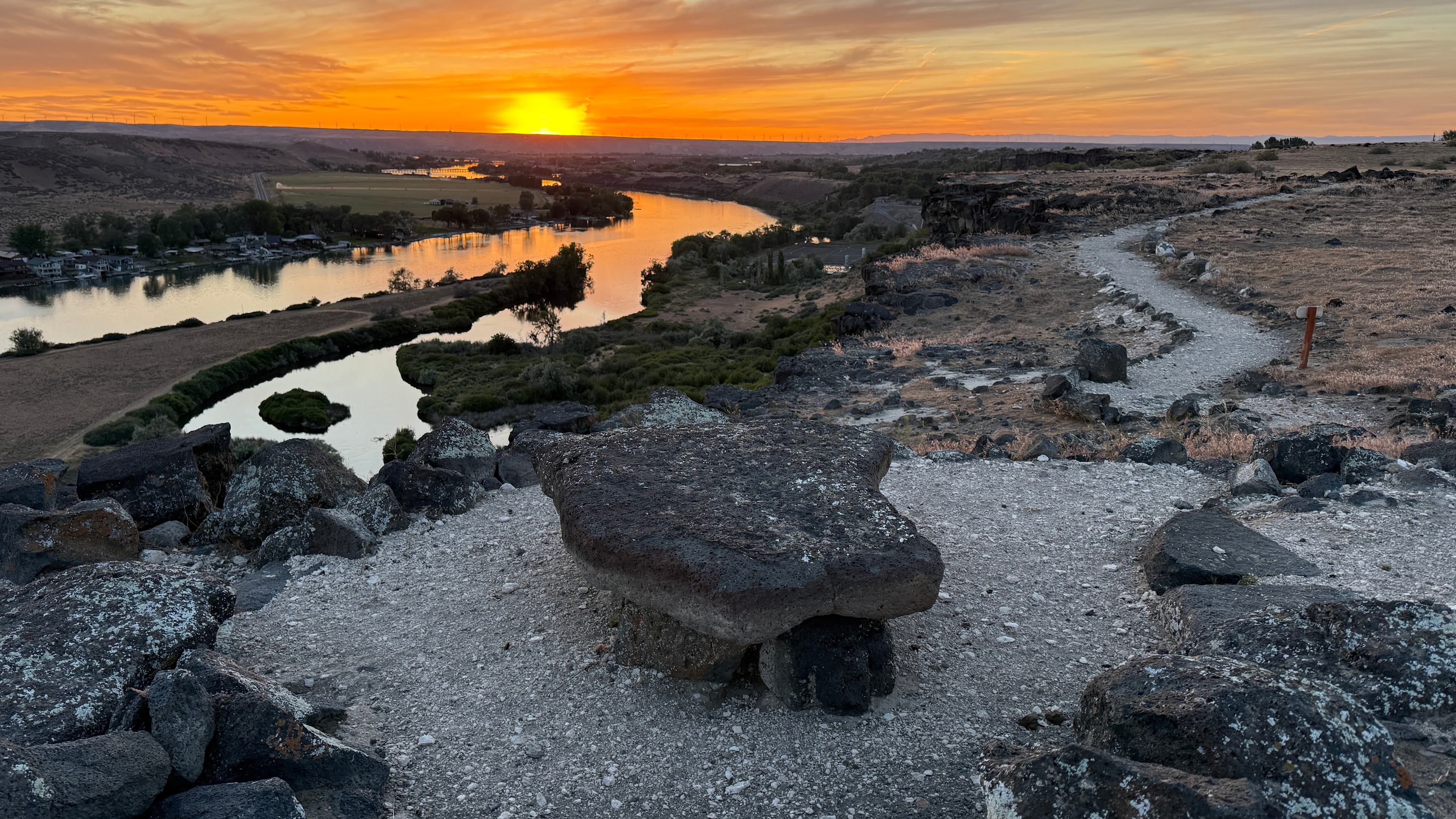 Natural rock benches placed along trail side to enjoy the scenic views and wildlife.