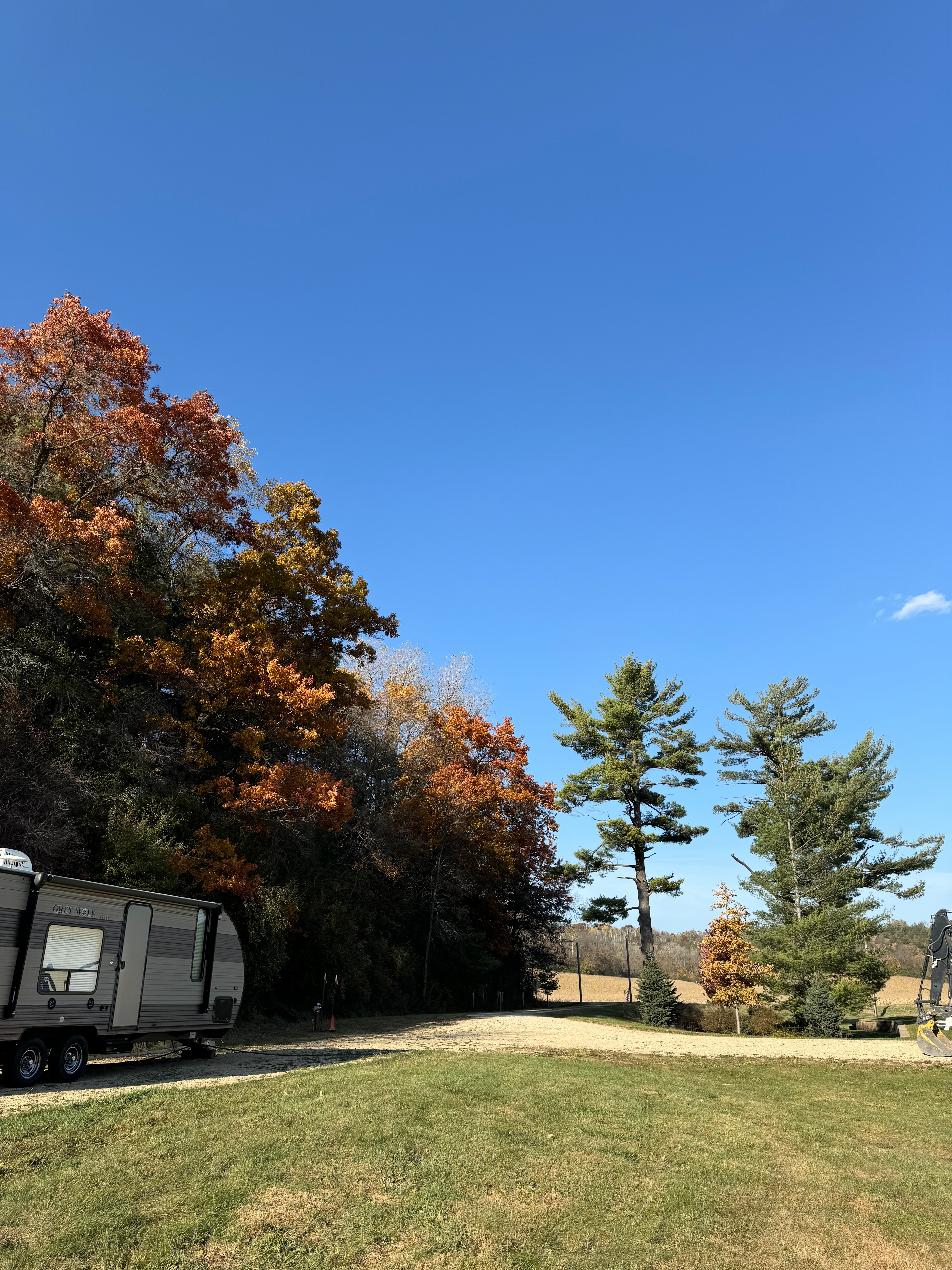 Dedicated RV parking pad view to the N & entrance. 