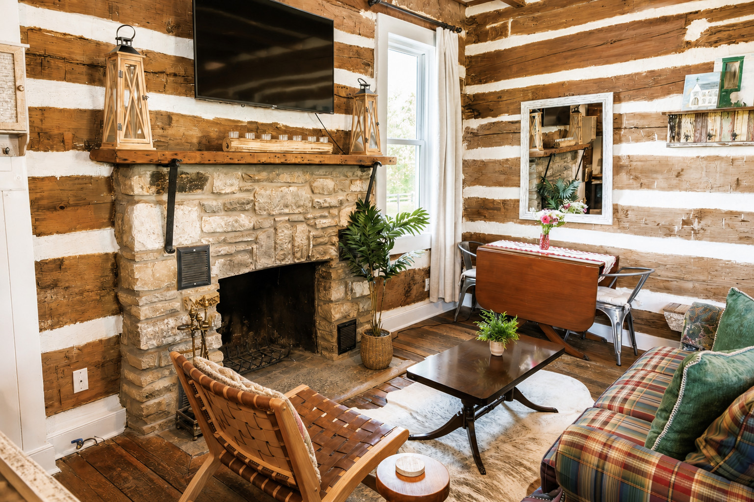 Living room perfect for movie nights and game nights.