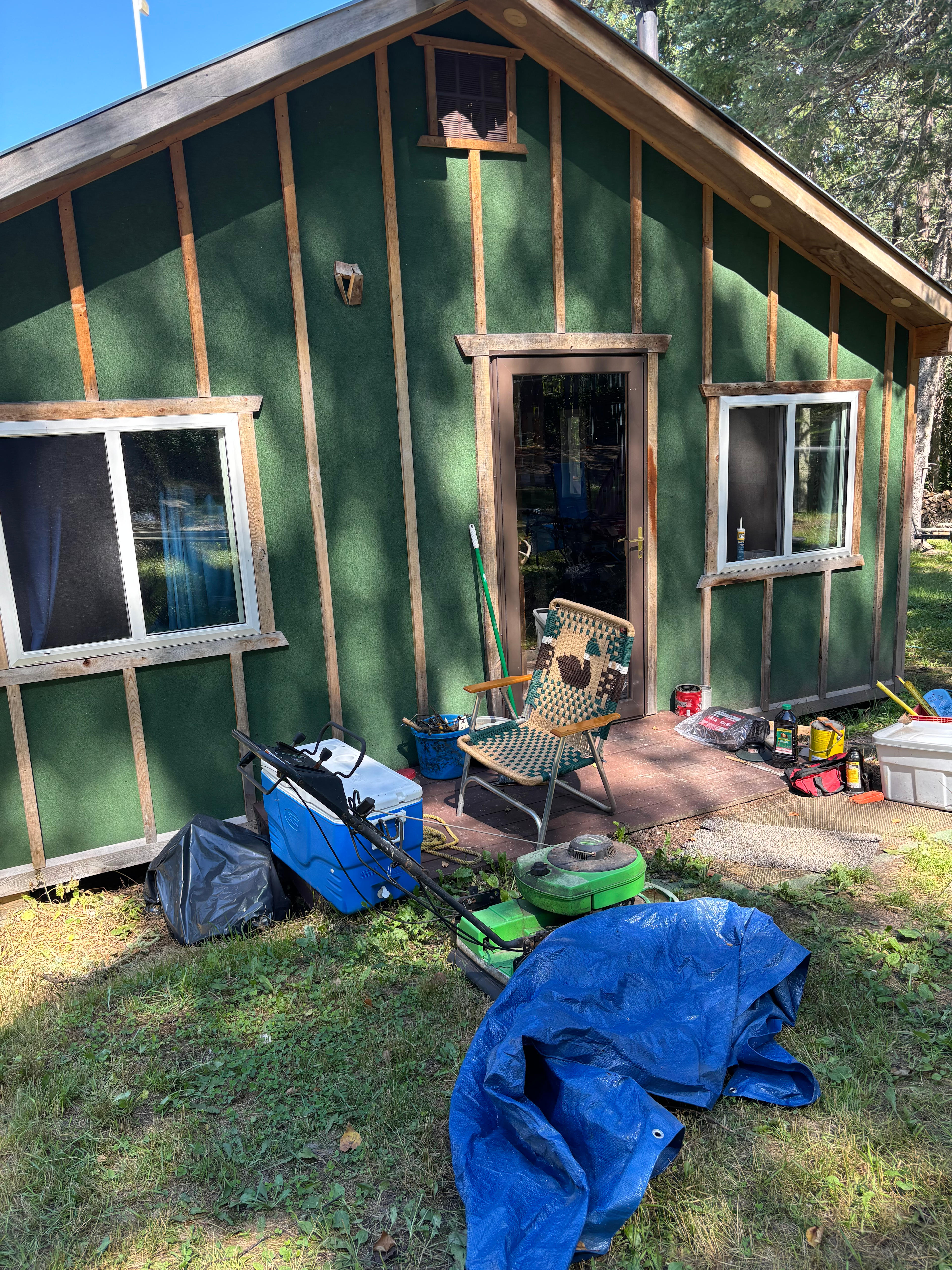 Off grid cabin in forest