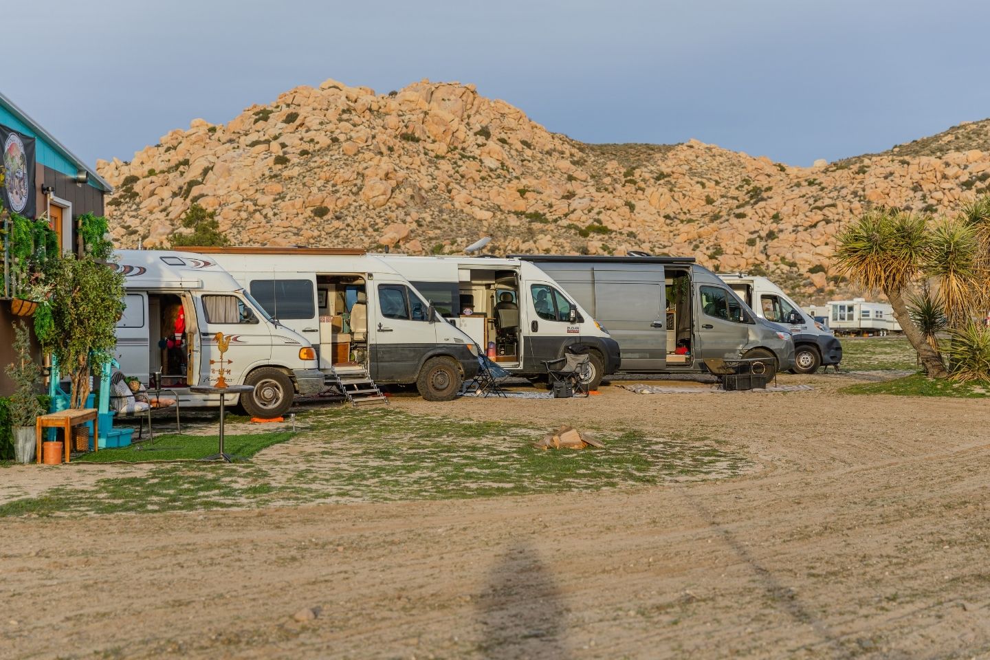 Spacious tent and dry camping sites perfect for off-grid vans, overlanders, and campers looking to disconnect and enjoy the peaceful desert surroundin