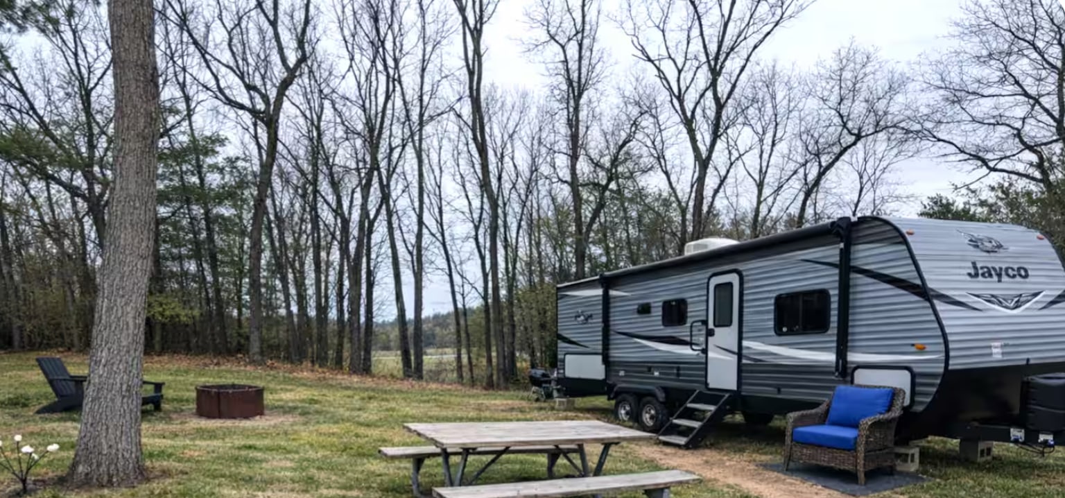 Camper At Emrick Lake Campground.