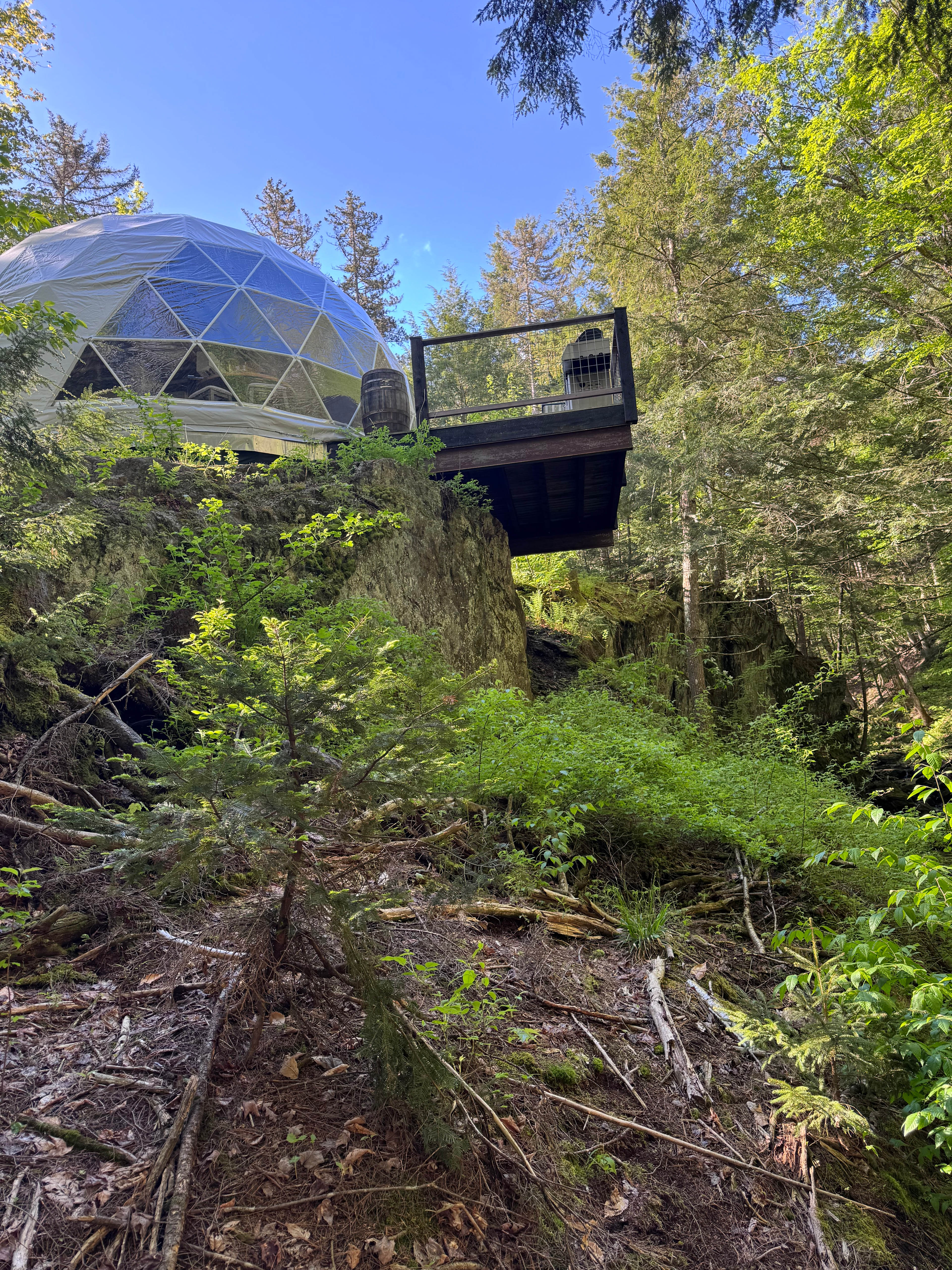 Glamping Dome Over Flowing River