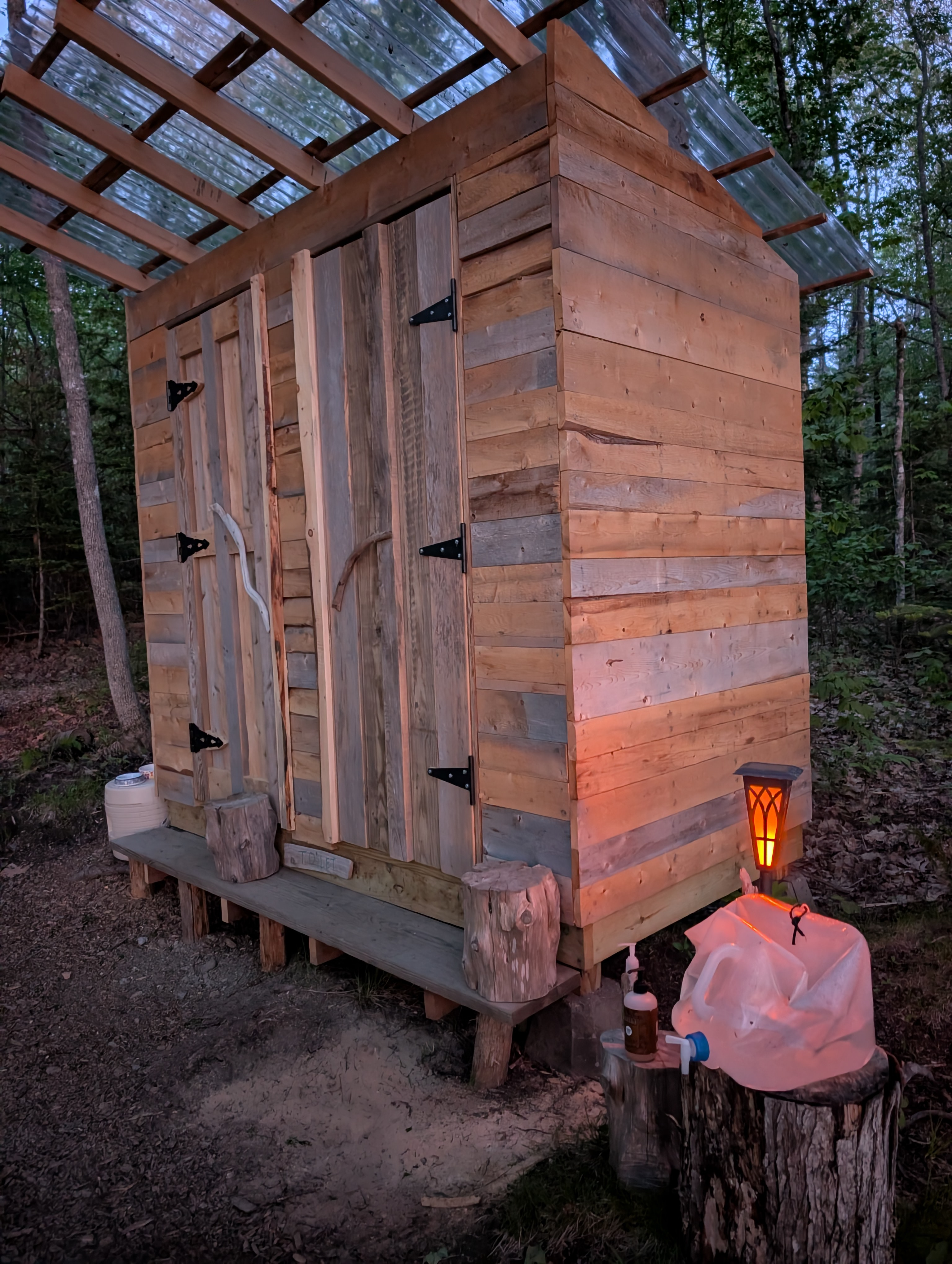 The bathroom within the campground. A waste bag type. Like a doggie bag but for humans, just more fancy.