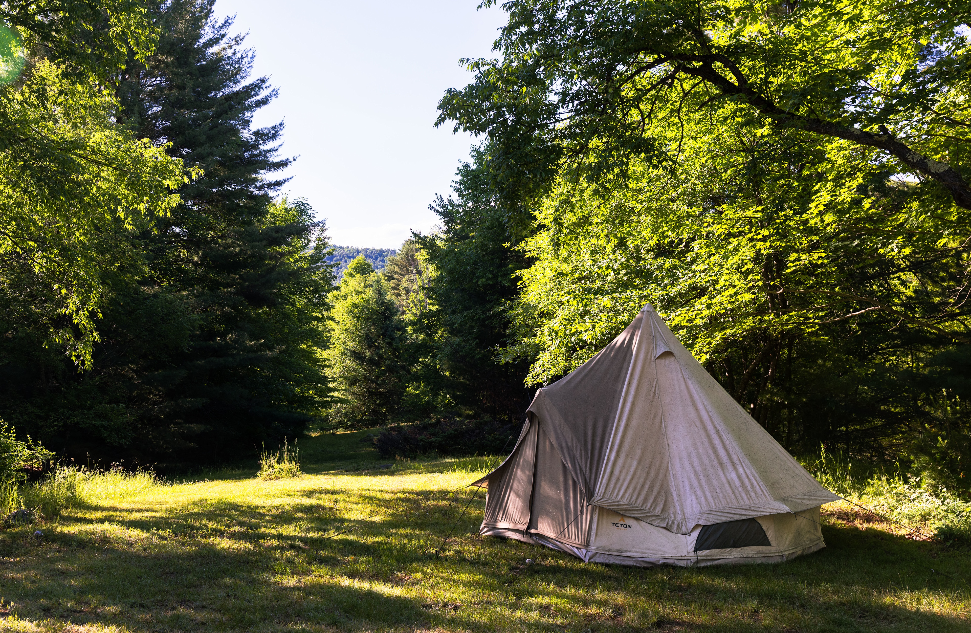 Added on tent stay just a few steps from the main tent and campfire