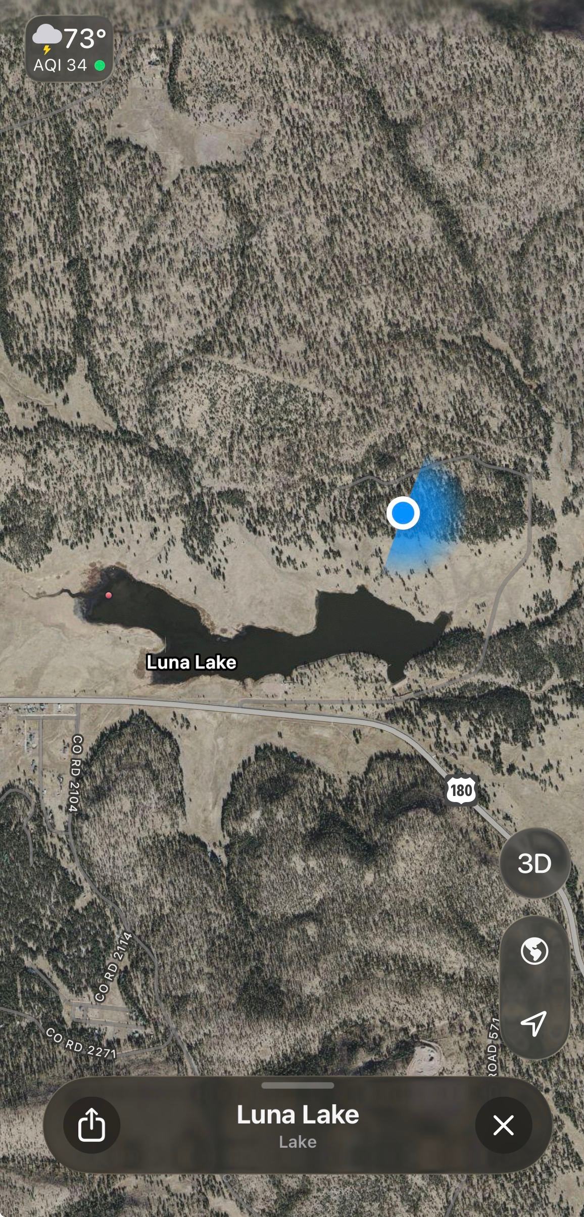 Aerial view of campsite location  