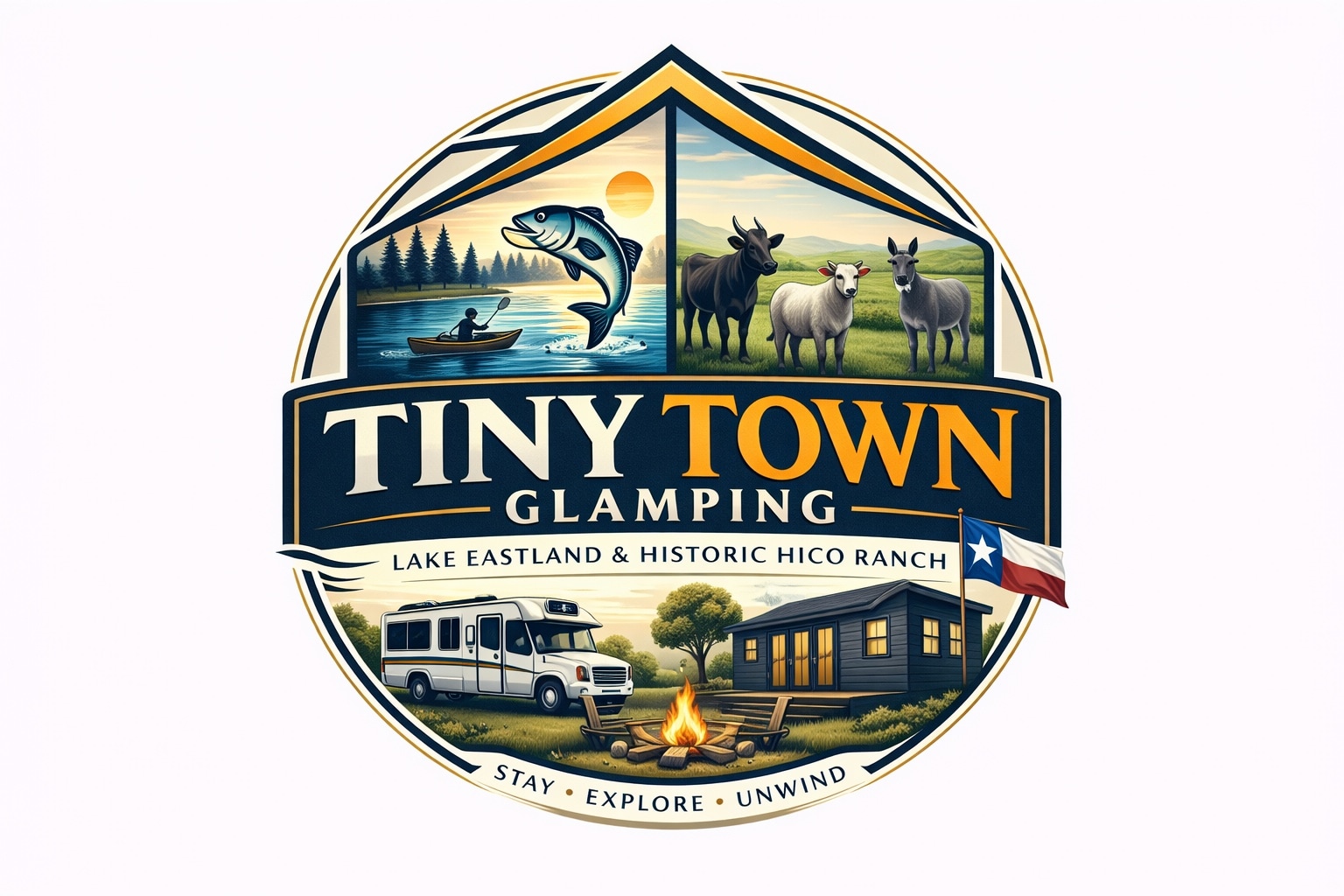 Tiny Town 🏡 at Historic Hico Ranch🐣 and RV 🚐 Park | Farm 🐐 🫏 🐮 animals |🐴 Horse-Friendly | Fishing 🎣)